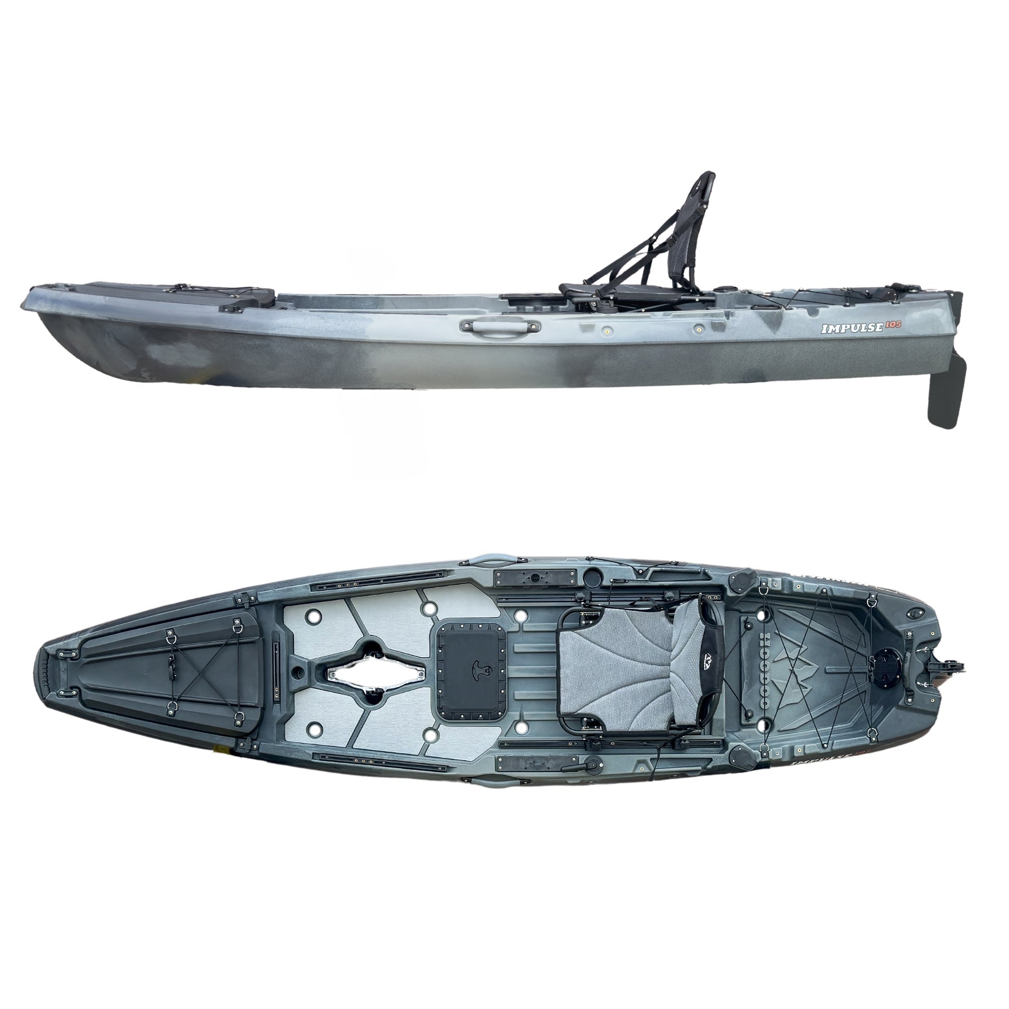 Hoodoo Impulse 105 Fin Drive Kayak, Kayak, Hoodoo Sports, Paddle Only (No Fin Drive) Slate at Festive Water Paddlesports