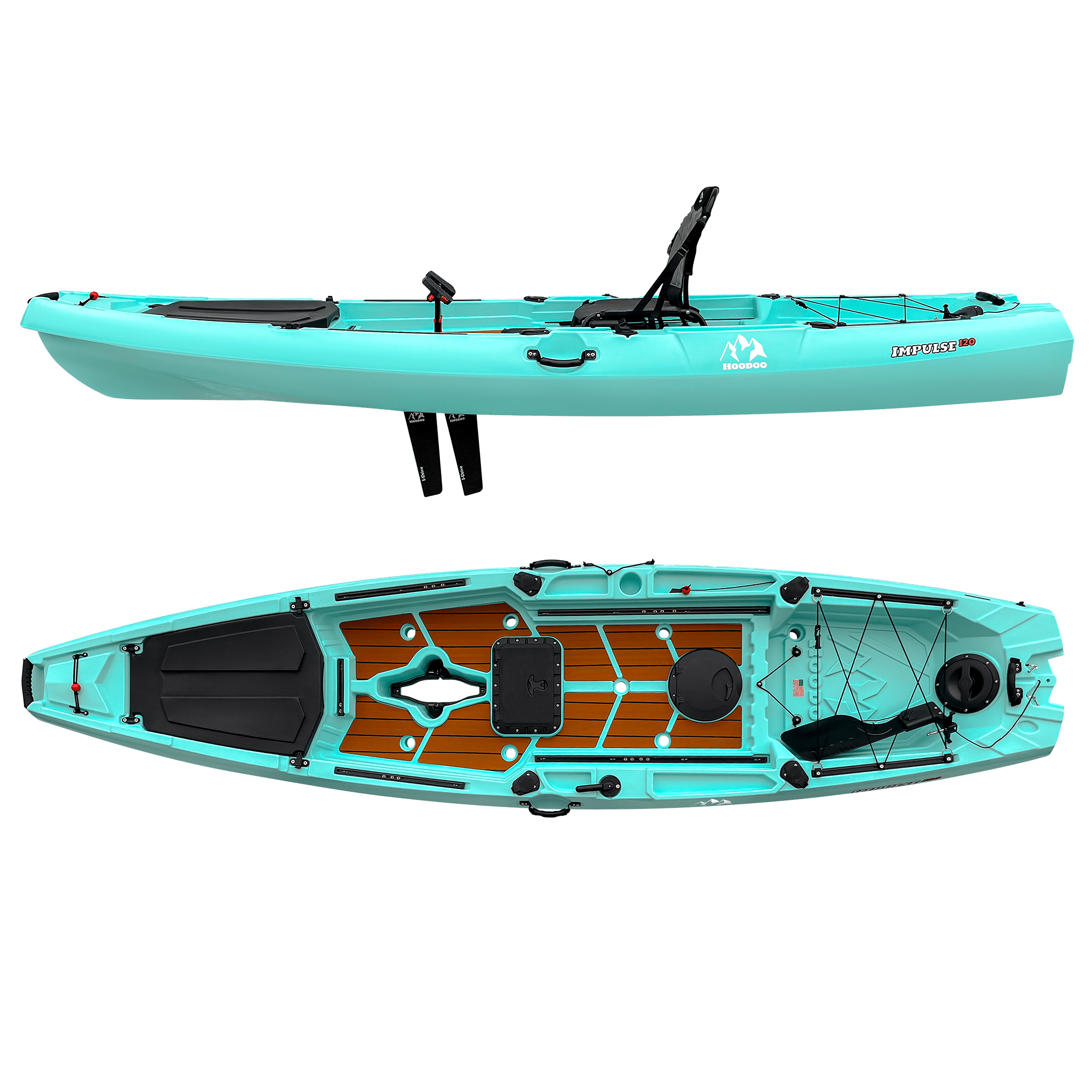 Hoodoo Impulse 120 Fin Drive Kayak, Kayak, Hoodoo Sports, Fin Drive Seafoam at Festive Water Paddlesports
