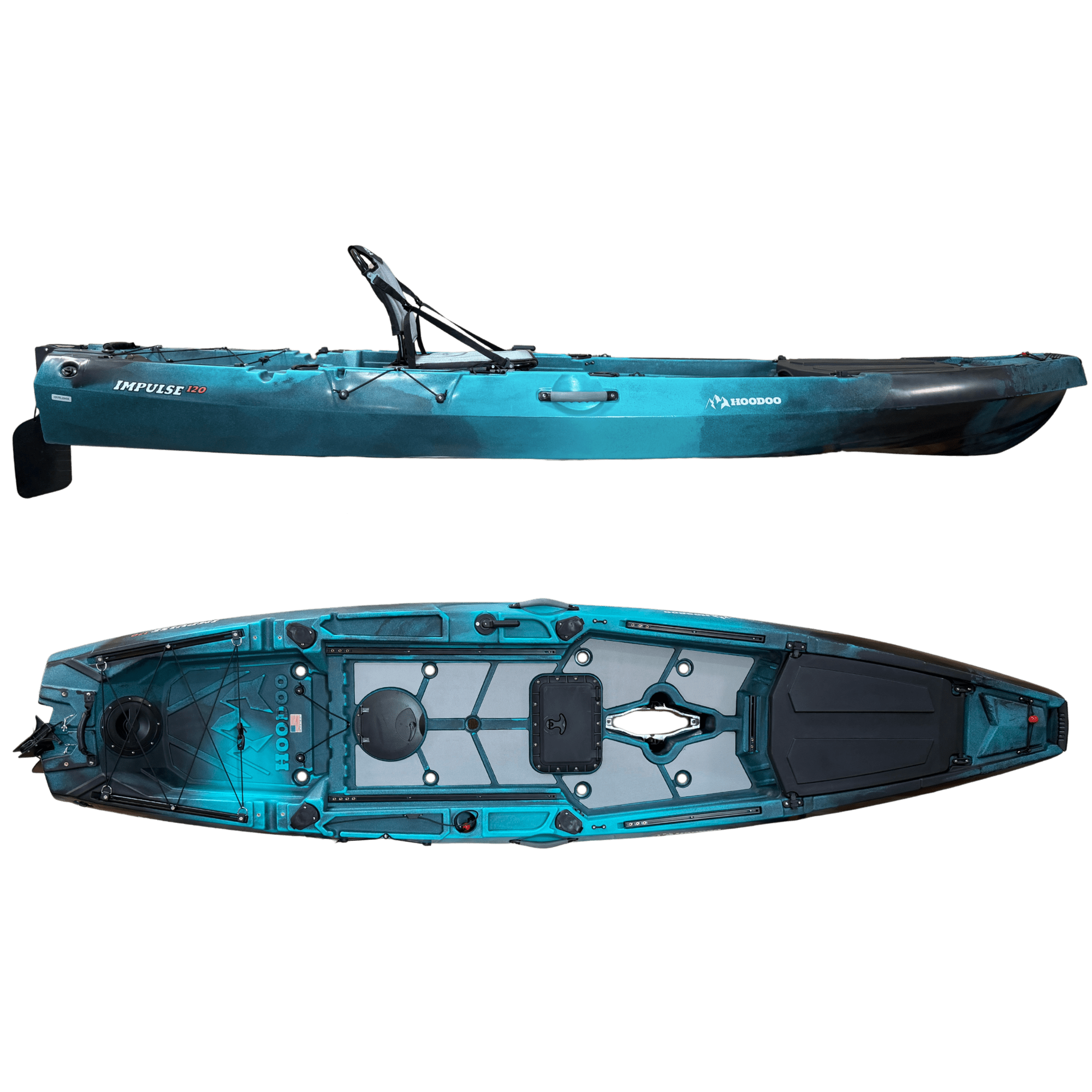 Hoodoo Impulse 120 Fin Drive Kayak, Kayak, Hoodoo Sports, Paddle Only (No Fin Drive) Marine Reef at Festive Water Paddlesports