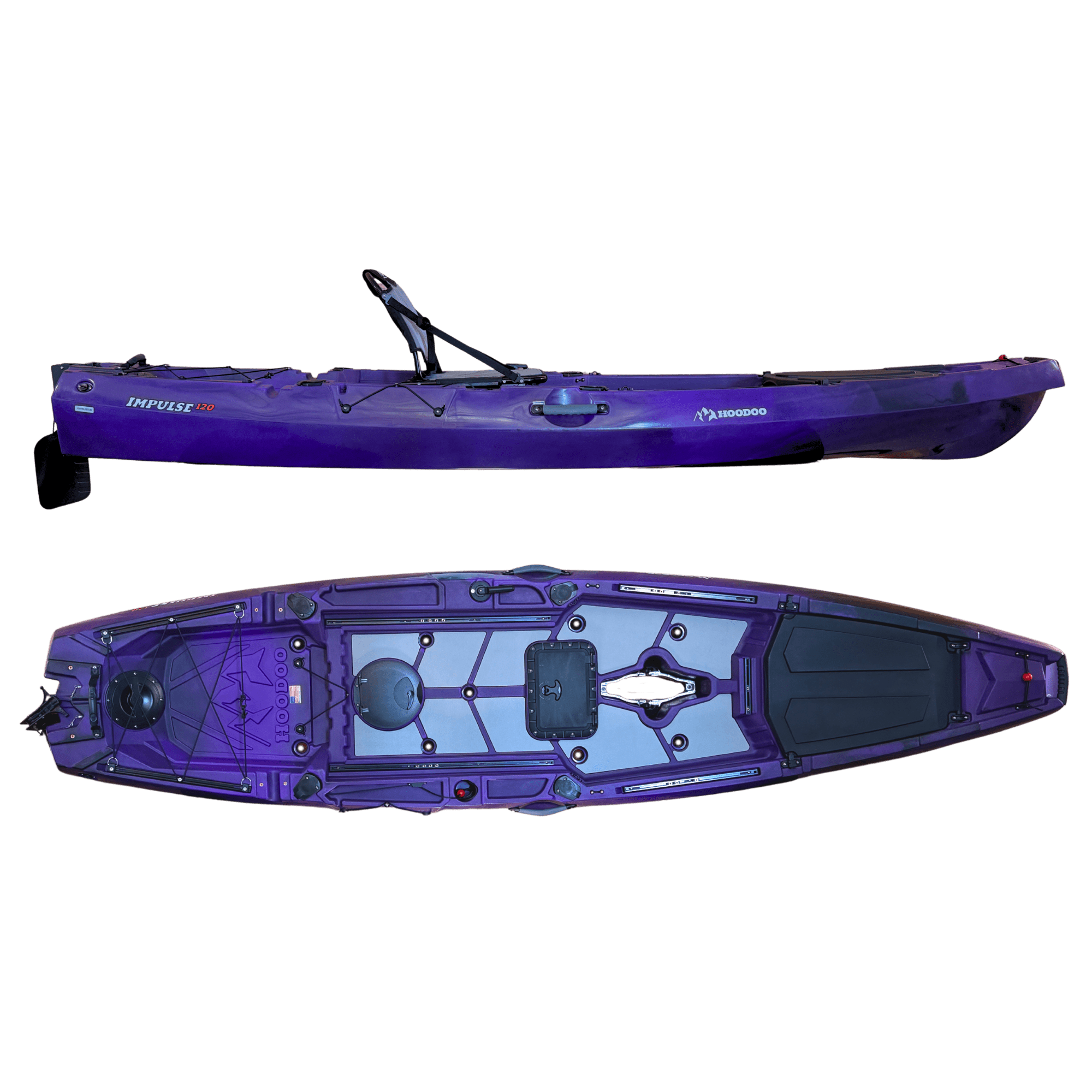 Hoodoo Impulse 120 Fin Drive Kayak, Kayak, Hoodoo Sports, Paddle Only (No Fin Drive) Purple Haze at Festive Water Paddlesports