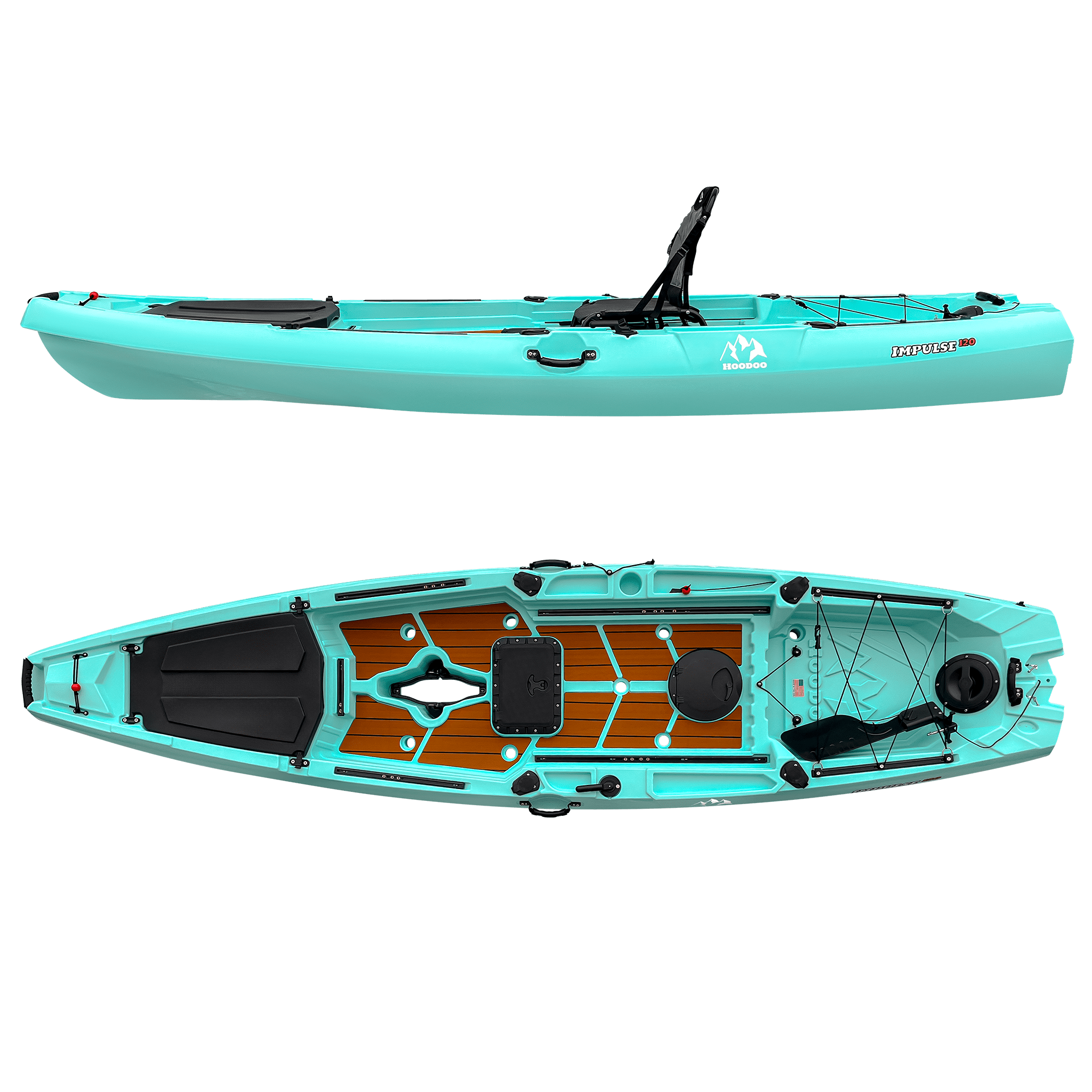 Hoodoo Impulse 120 Fin Drive Kayak, Kayak, Hoodoo Sports, Paddle Only (No Fin Drive) Seafoam at Festive Water Paddlesports