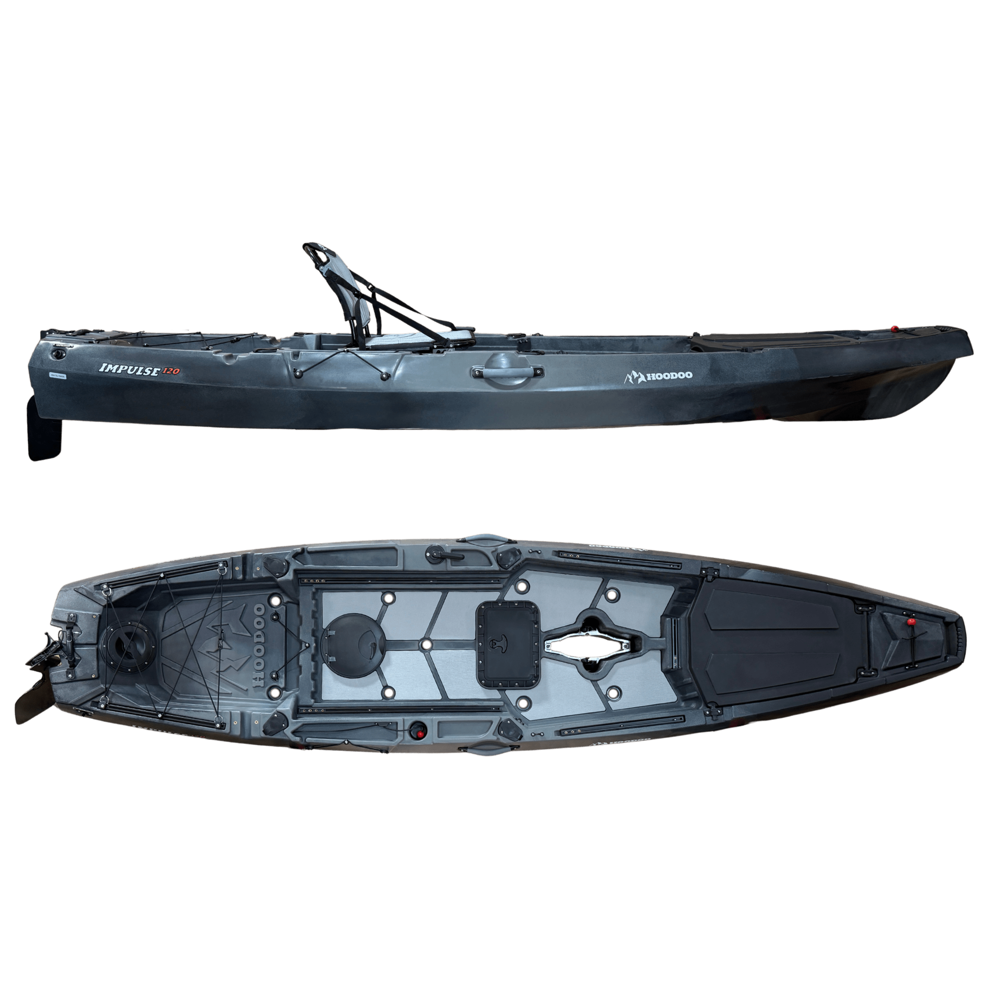 Hoodoo Impulse 120 Fin Drive Kayak, Kayak, Hoodoo Sports, Paddle Only (No Fin Drive) Slate at Festive Water Paddlesports