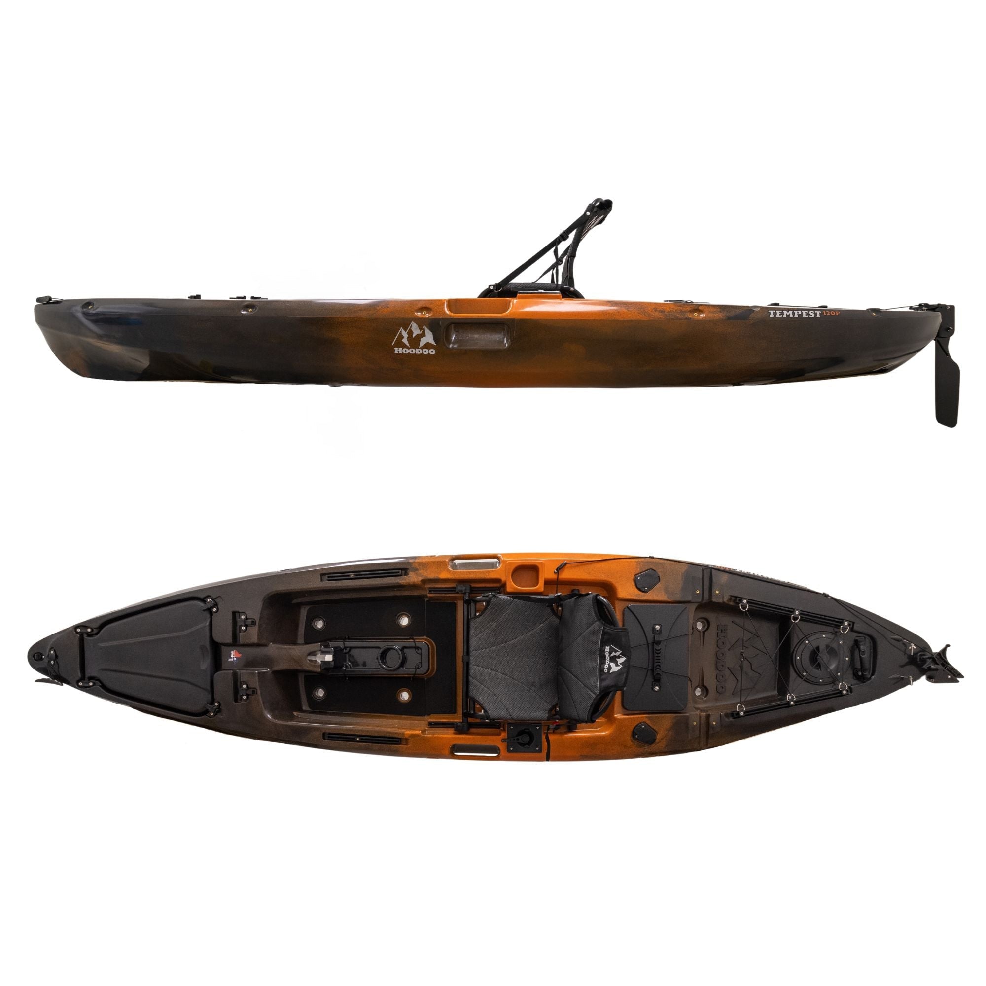 Hoodoo Tempest 120P Pedal Drive Kayak, Kayak, Hoodoo Sports, Paddle Only (No Prop Drive) Molten Lava at Festive Water Paddlesports