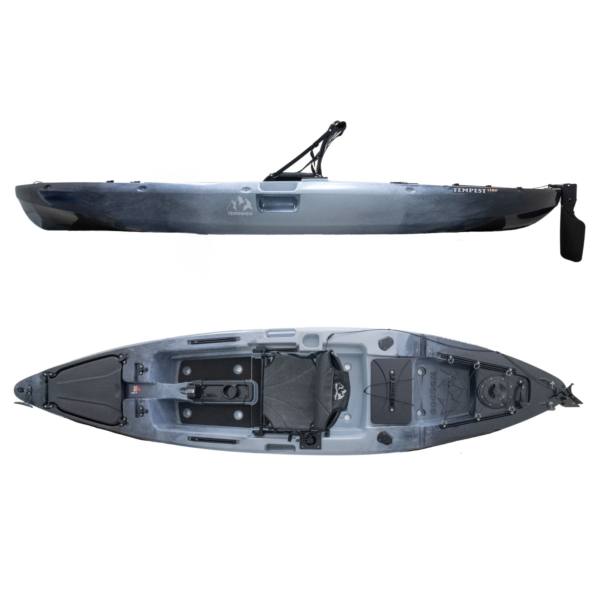 Hoodoo Tempest 120P Pedal Drive Kayak, Kayak, Hoodoo Sports, Paddle Only (No Prop Drive) Slate at Festive Water Paddlesports