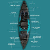 Hoodoo Tempest 120P Pedal Drive Kayak, Kayak, Hoodoo Sports, Propeller Drive Molten Lava at Festive Water Paddlesports