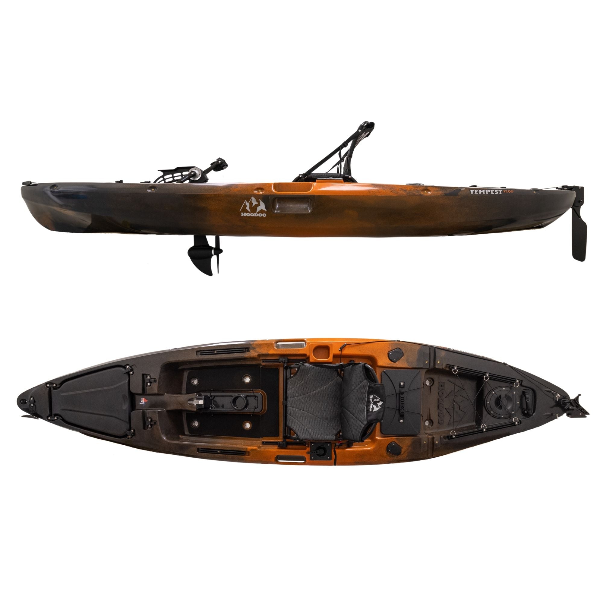 Hoodoo Tempest 120P Pedal Drive Kayak, Kayak, Hoodoo Sports, Propeller Drive Molten Lava at Festive Water Paddlesports