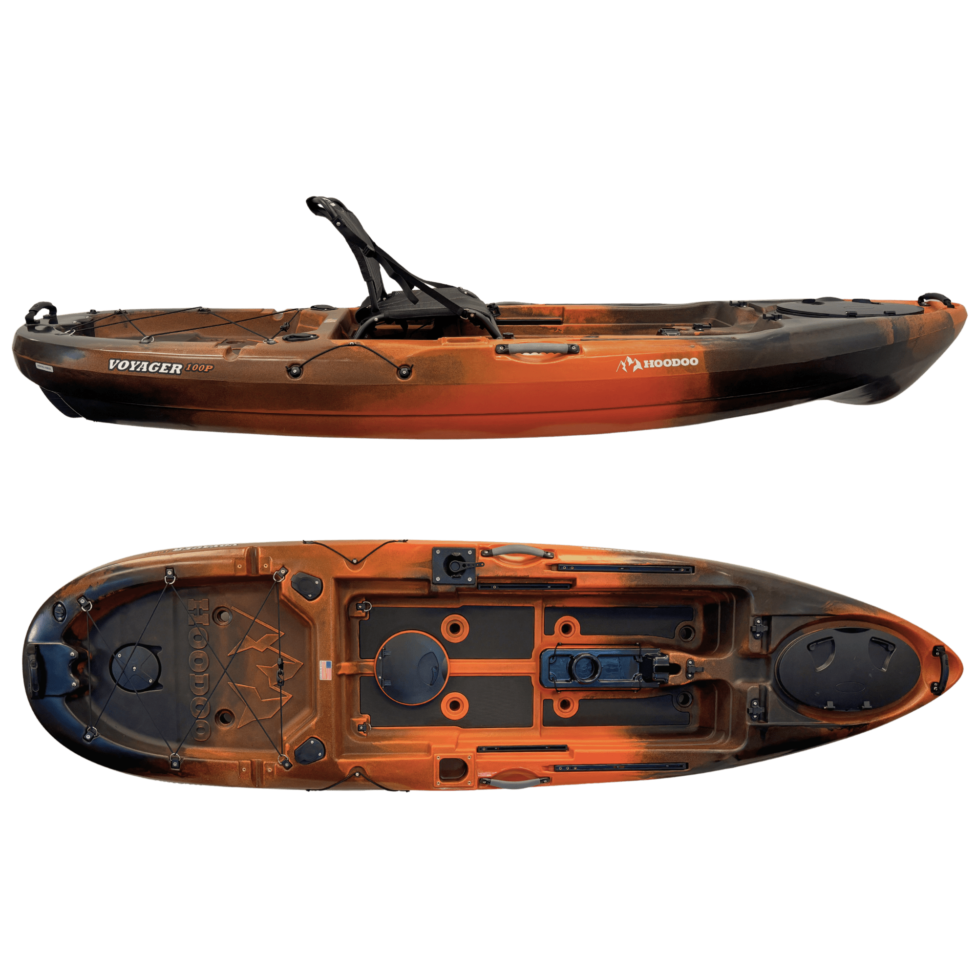 Hoodoo Voyager 100P Pedal Drive Kayak, Kayak, Hoodoo Sports, Paddle Only (No Prop Drive) Molten Lava at Festive Water Paddlesports