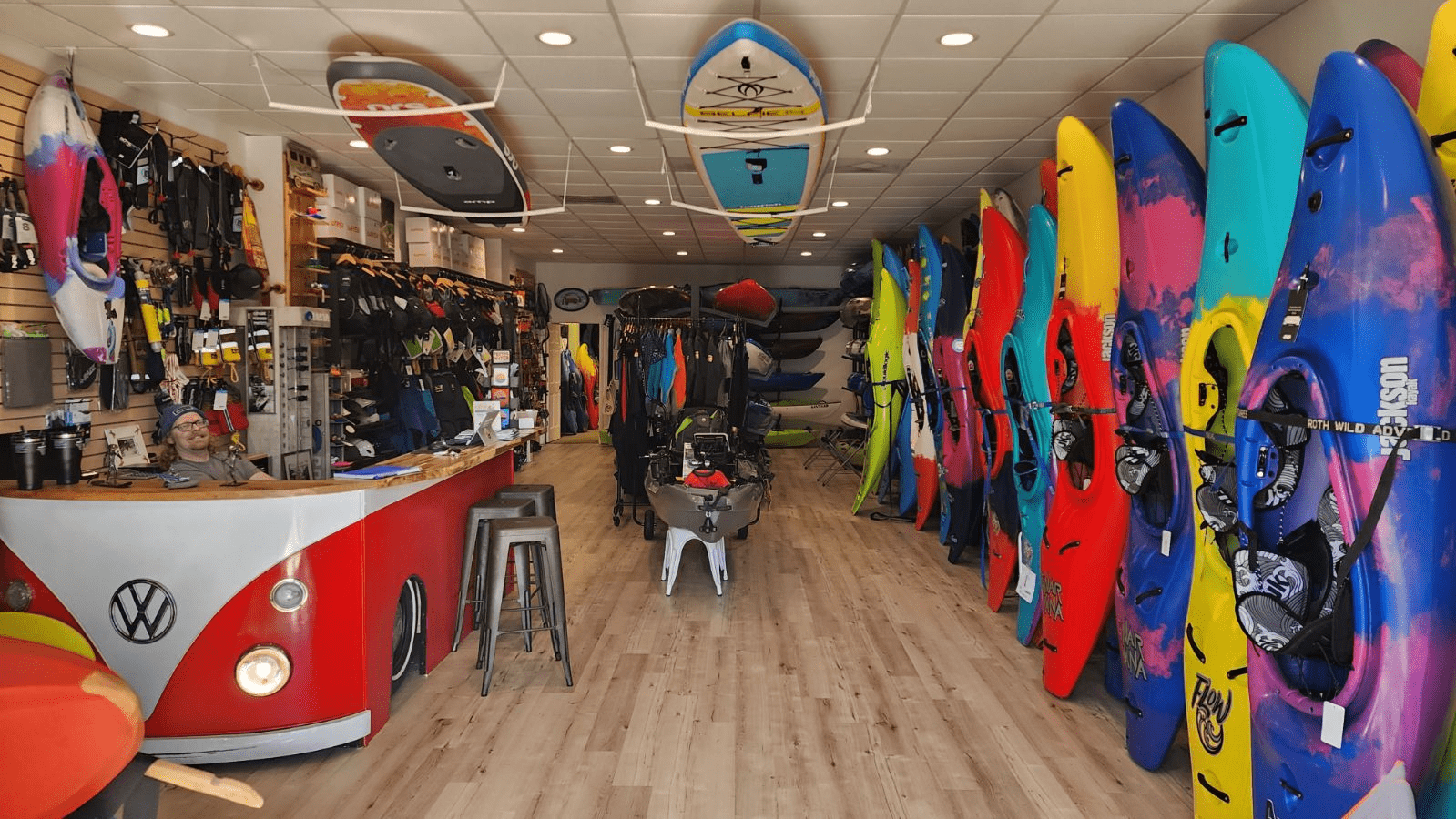 Photo of the inside of the Festive Water Paddlesports store