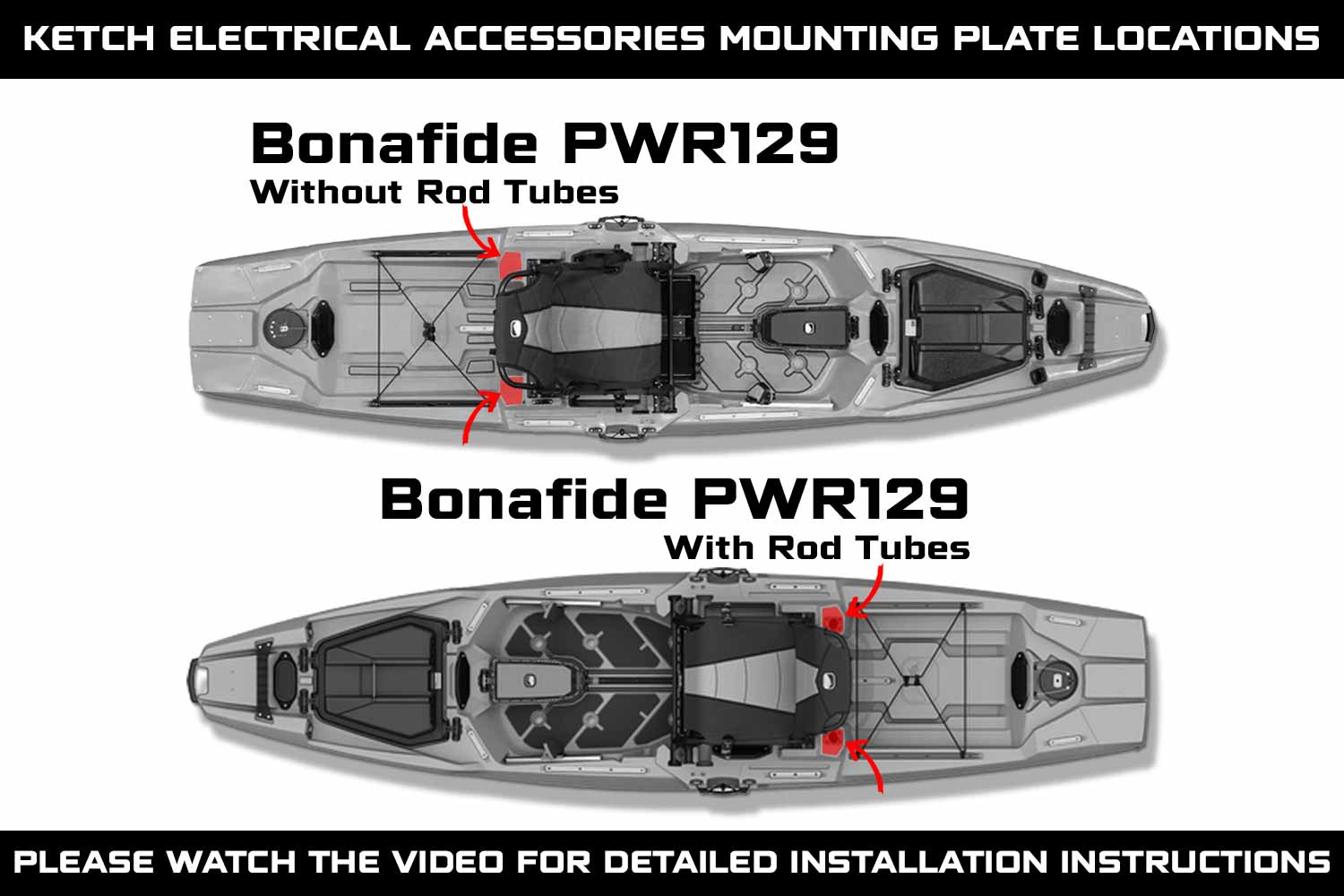 Ketch Electrical Accessories Mounting Plate for Bonafide PWR 129, Kayak Rigging, Ketch Products, , , at Festive Water Paddlesports