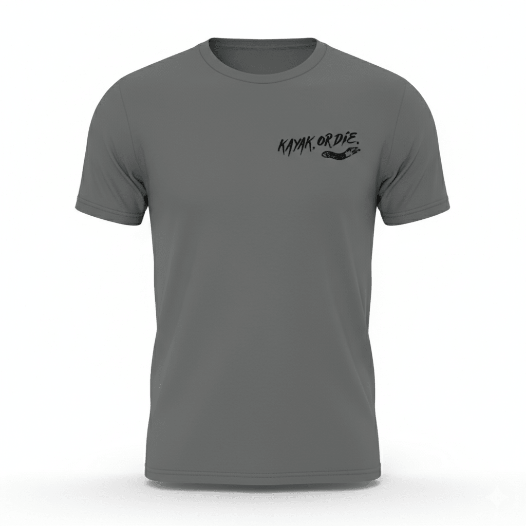 K,orD. CHEST LOGO TEE, tshirts, Kayak, or Die™, charcoal s at Festive Water Paddlesports
