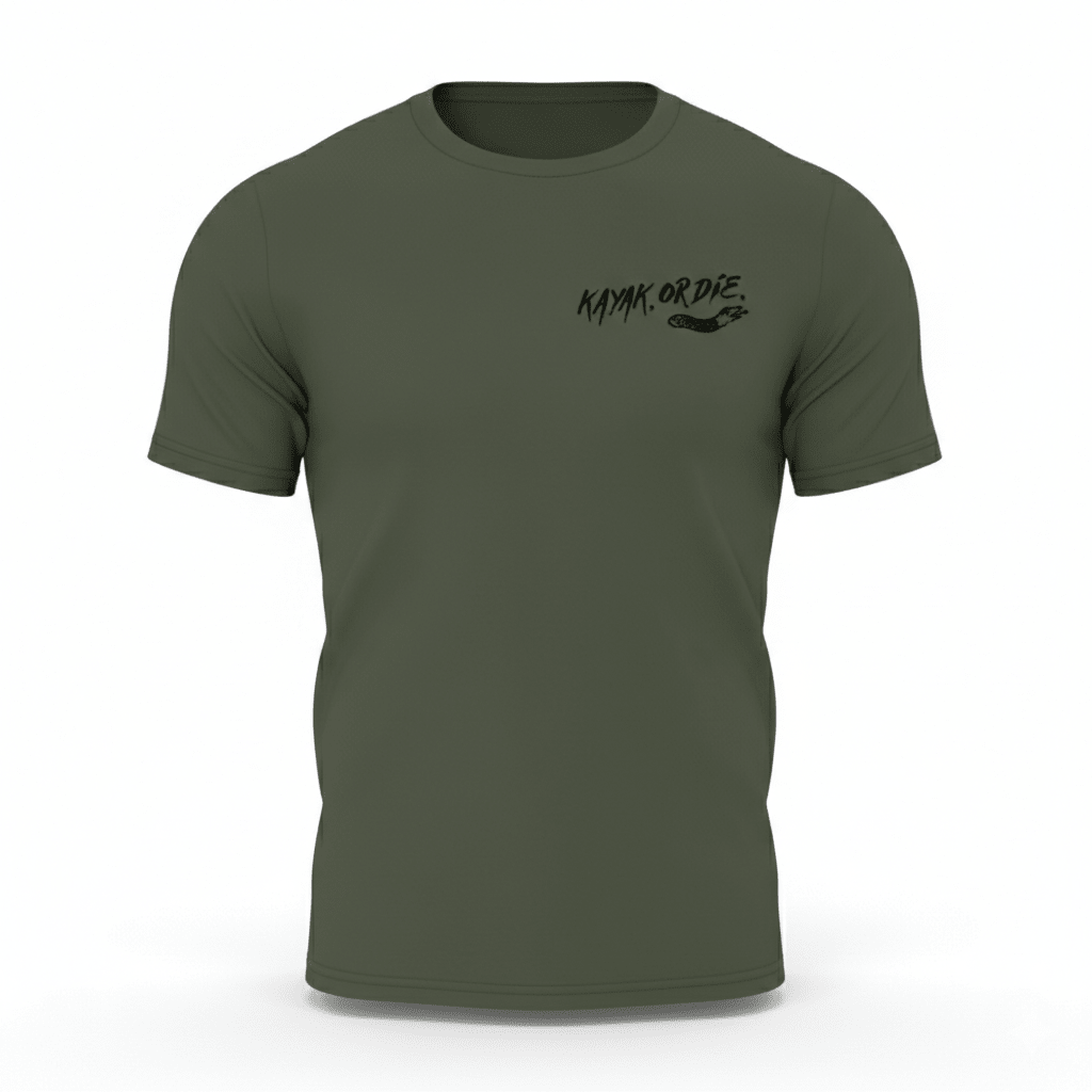 K,orD. CHEST LOGO TEE, tshirts, Kayak, or Die™, military green s at Festive Water Paddlesports