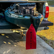 K,orD. Long Load Flag, Flag, Kayak, or Die™, Black Text at Festive Water Paddlesports