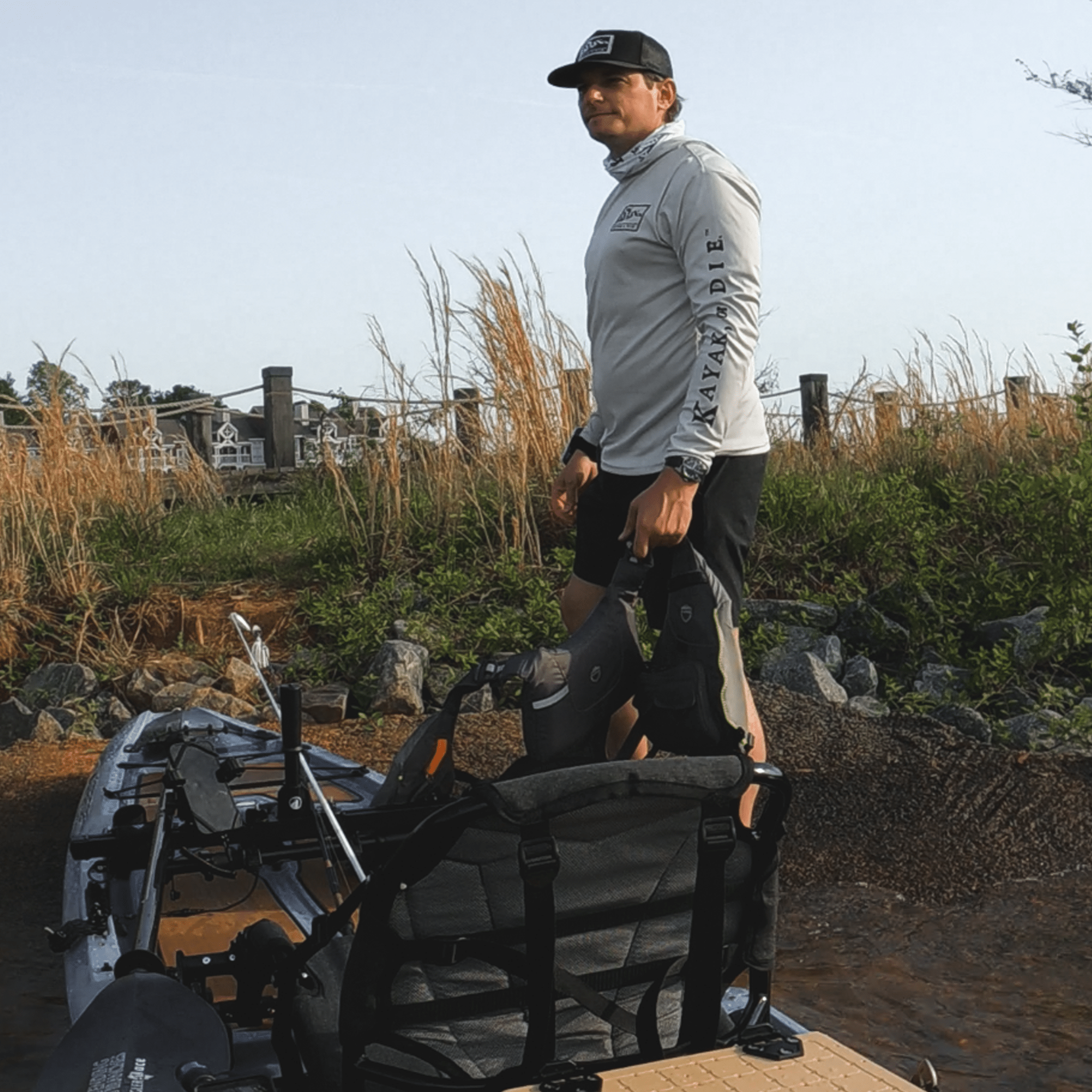 K,orD. LONG SLEEVE PERFORMANCE HOODIE, Hoodie, Kayak, or Die™, S at Festive Water Paddlesports