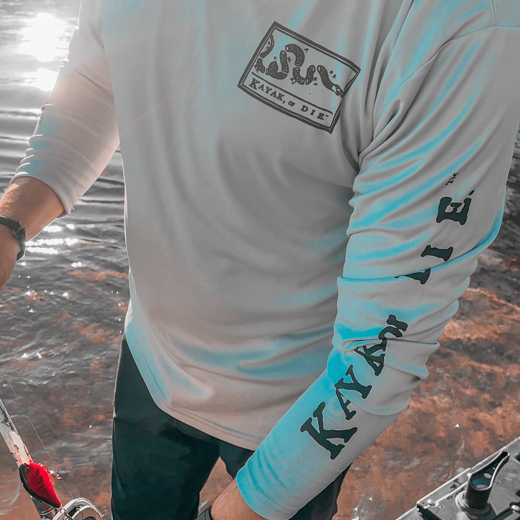K,orD. LONG SLEEVE PERFORMANCE HOODIE, Hoodie, Kayak, or Die™, S at Festive Water Paddlesports