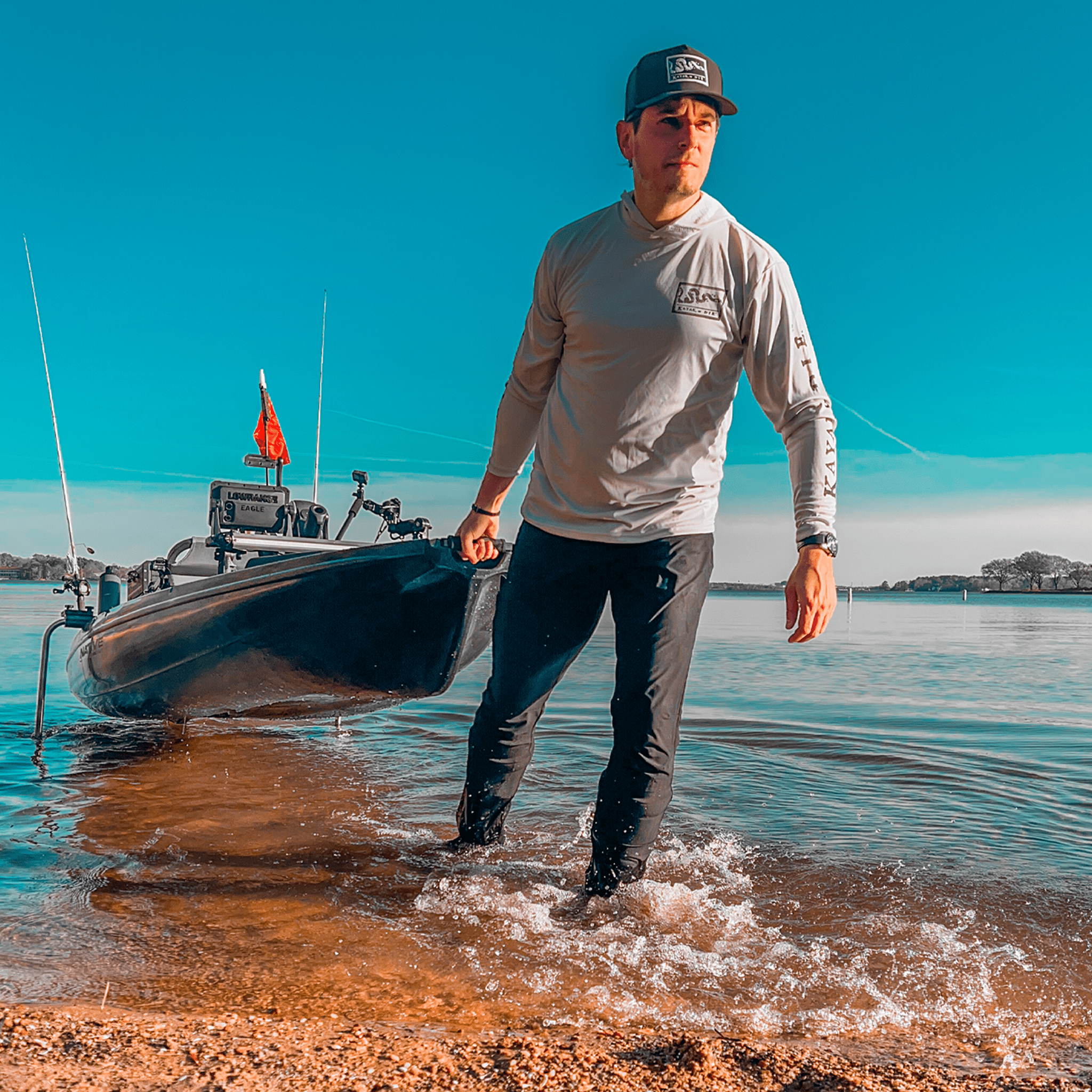 K,orD. LONG SLEEVE PERFORMANCE HOODIE, Hoodie, Kayak, or Die™, S at Festive Water Paddlesports