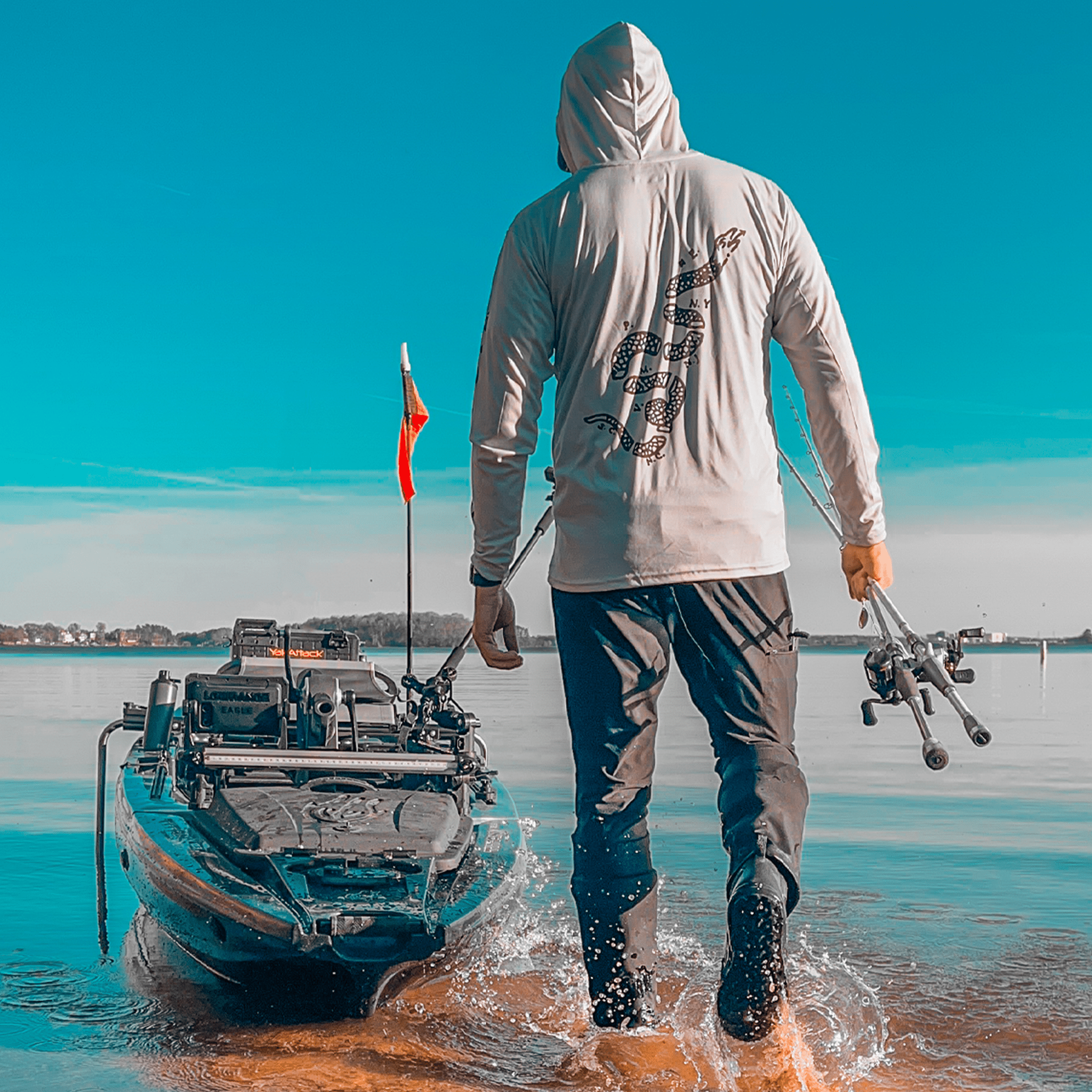 K,orD. LONG SLEEVE PERFORMANCE HOODIE, Hoodie, Kayak, or Die™, S at Festive Water Paddlesports