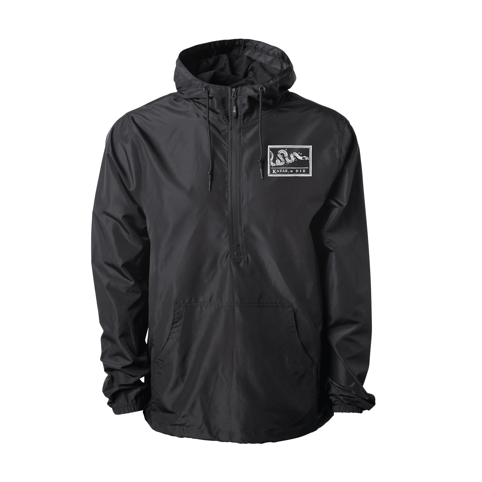 K,orD. PULLOVER HOODED WINDBREAKER, Hoodie, Kayak, or Die™, Black Richardson 112FP S at Festive Water Paddlesports