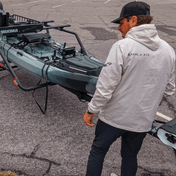 K,orD. PULLOVER HOODED WINDBREAKER, Hoodie, Kayak, or Die™, Smoke M at Festive Water Paddlesports