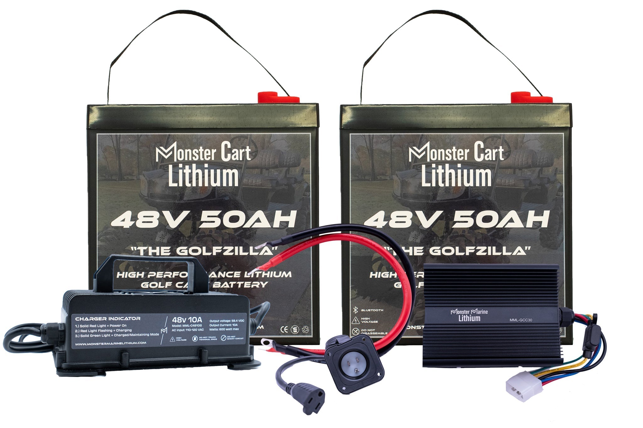 LARGE BUNDLE 48v 100Ah- (2) 48V 50AH LITHIUM & 48V 10A WATERPROOF CHARGER, , Monster Marine Lithium, at Festive Water Paddlesports