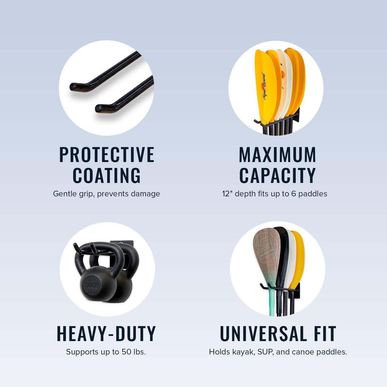 Laurel Lake Paddle Storage Wall Hook | Holds 6 Paddles, Wall Mounted, StoreYourBoard, , , at Festive Water Paddlesports