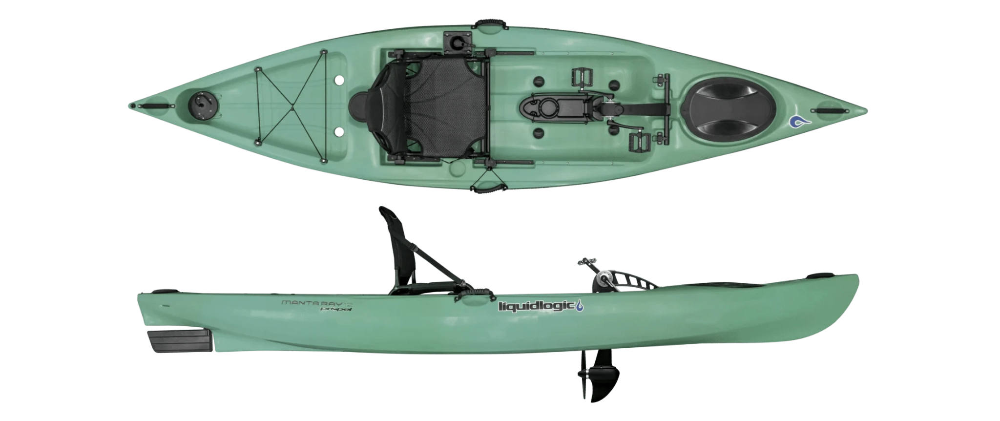 Liquid Logic Manta Ray Propel 12 Pedal Kayak, Recreational Kayak, Liquidlogic, Sage, , at Festive Water Paddlesports