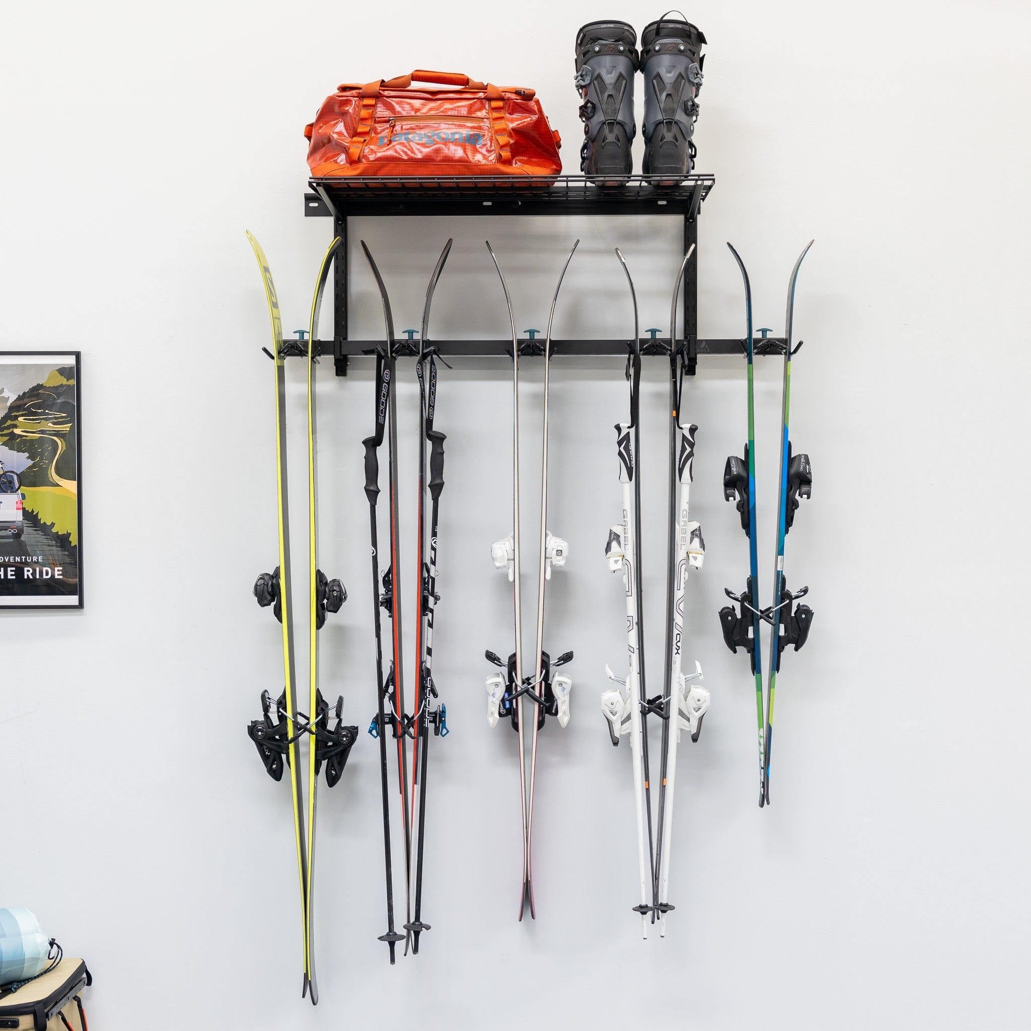 Lone Peak Ski + Shelf | Adjustable Wall Storage System | Holds 5 Pairs of Skis, Wall Mounted, StoreYourBoard, , , at Festive Water Paddlesports