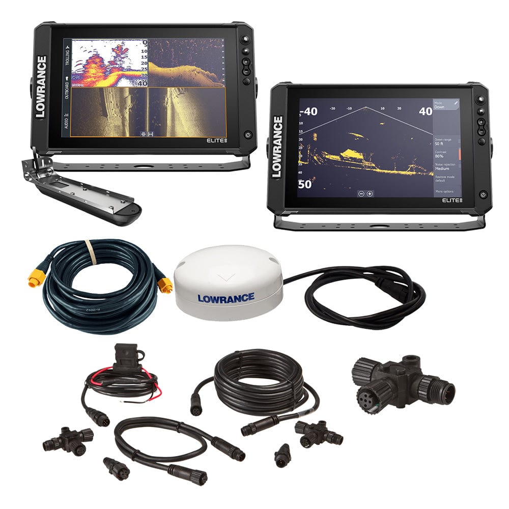 Lowrance Elite FS 12 BOAT in A BOX with Active Imaging 3 - in - 1 - 2 Displays, TD, GPS Antenna, Starter Kit, 25' Ethernet Cable [000 - 16477 - 001], GPS - Fishfinder Combos, Lowrance, , , at Festive Water Paddlesports