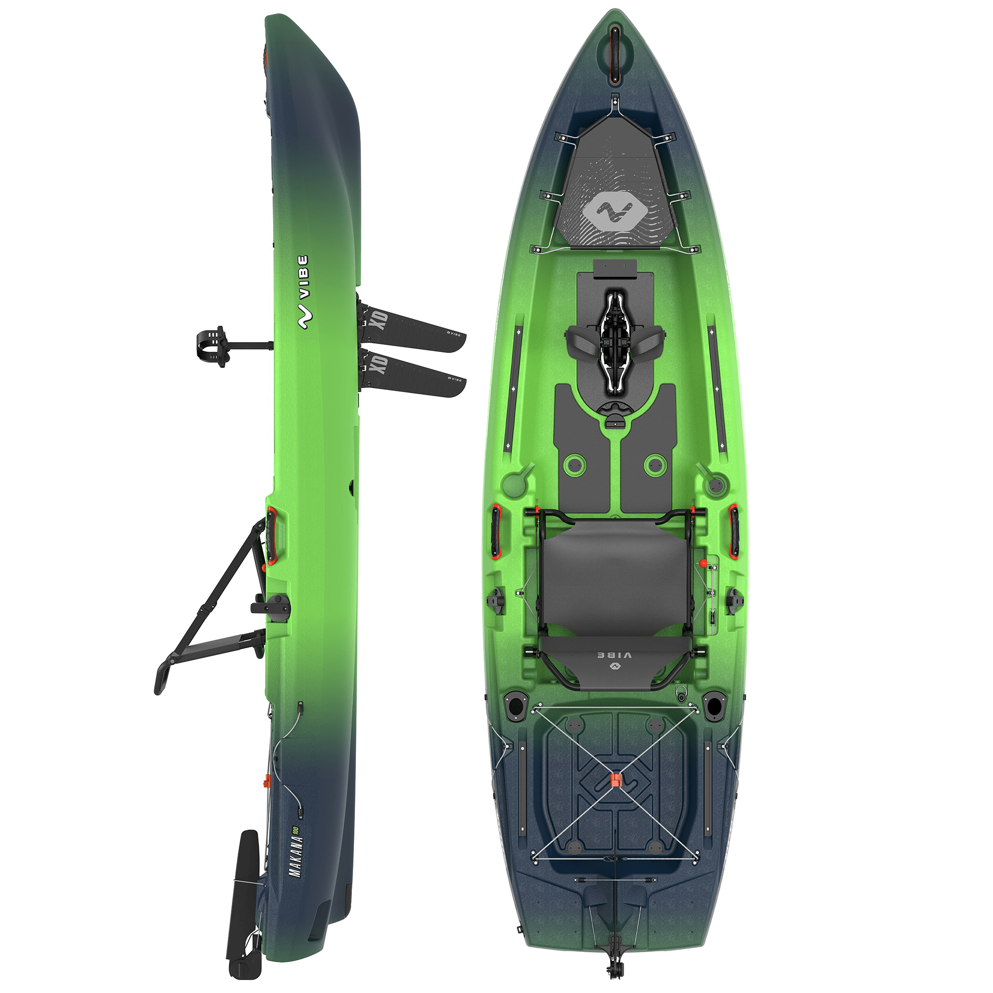 Makana 100, Fishing Kayak, Vibe Kayaks, Surge green X - Drive at Festive Water Paddlesports