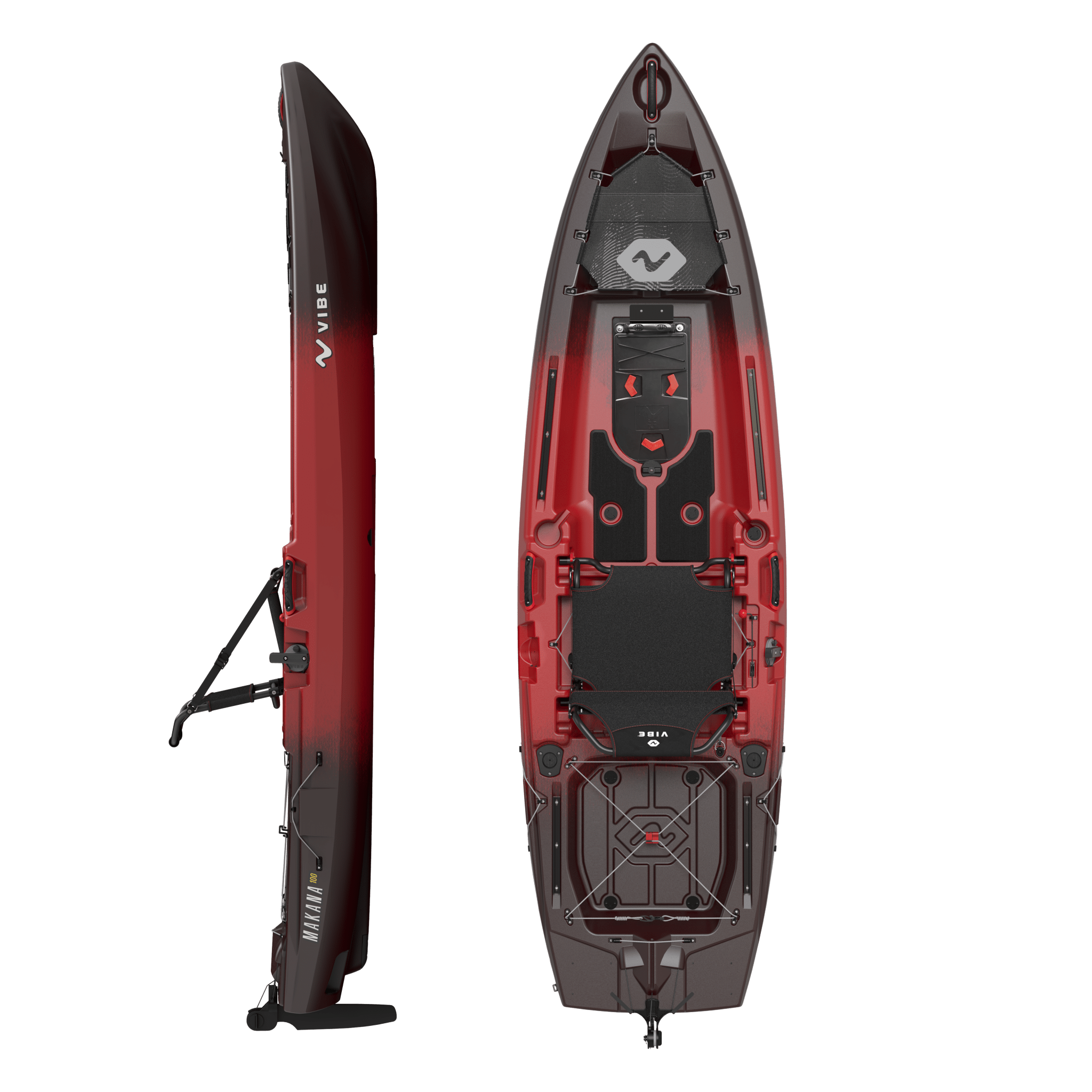 Makana 100, Fishing Kayak, Vibe Kayaks, Tsunami Red No drive at Festive Water Paddlesports