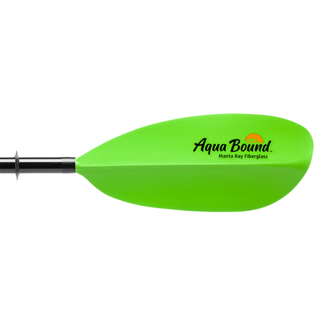 Manta Ray Fiberglass 2-Piece Snap-Button Kayak Paddle, Kayak Paddle, Aqua Bound, 200 cm Electric Green at Festive Water Paddlesports