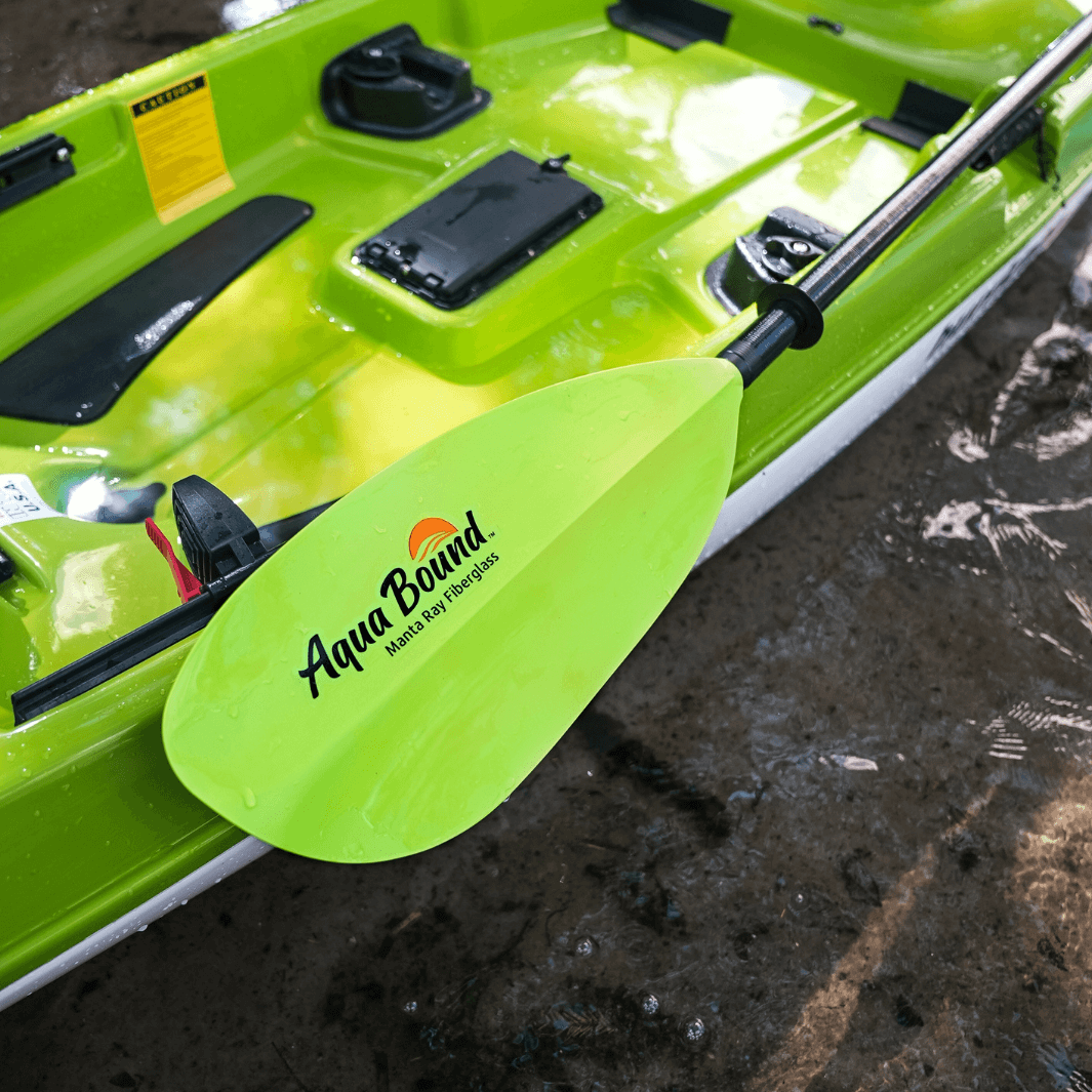 Manta Ray Fiberglass 2-Piece Snap-Button Kayak Paddle, Kayak Paddle, Aqua Bound, 200 cm Electric Green at Festive Water Paddlesports