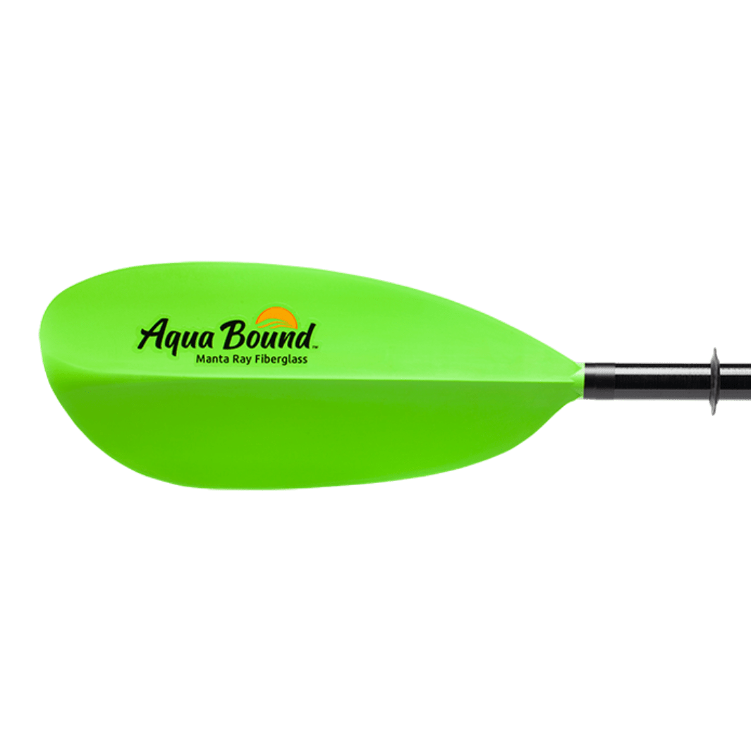 Manta Ray Fiberglass 2-Piece Snap-Button Kayak Paddle, Kayak Paddle, Aqua Bound, 200 cm Electric Green at Festive Water Paddlesports