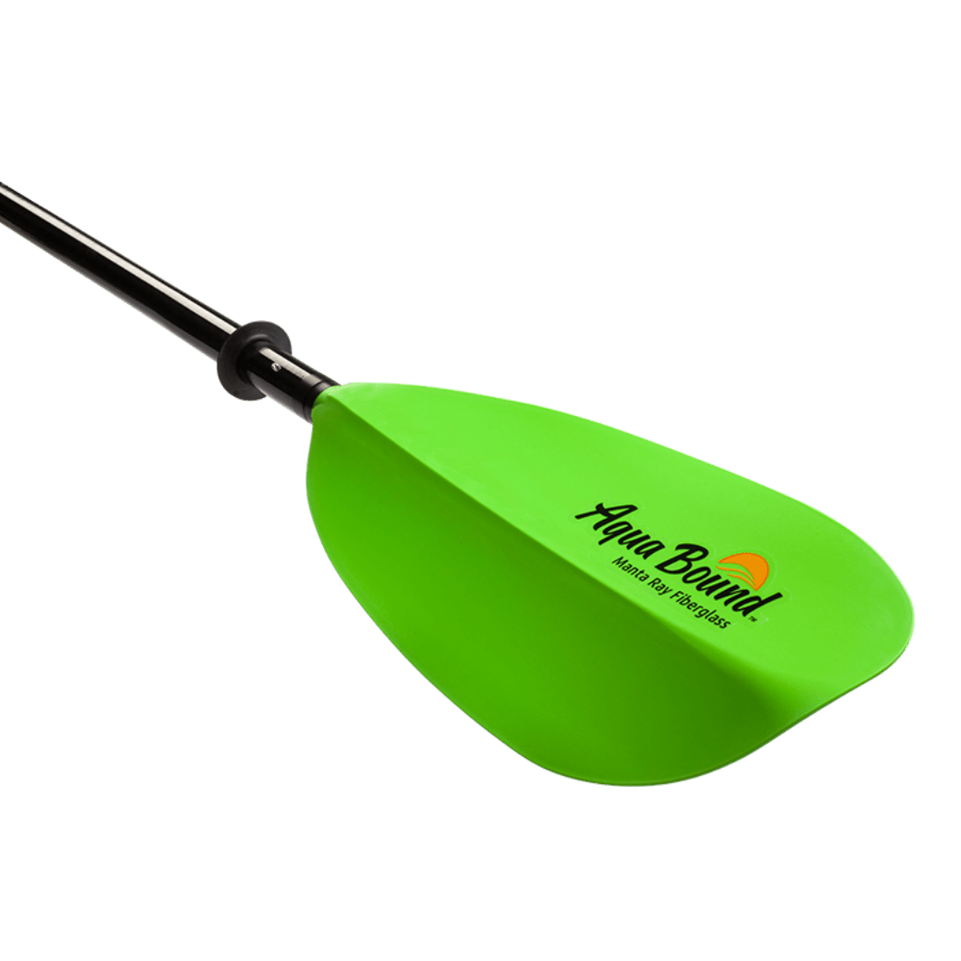 Manta Ray Fiberglass 4-Piece Snap-Button Kayak Paddle, Kayak Paddle, Aqua Bound, 200 cm Electric Green at Festive Water Paddlesports