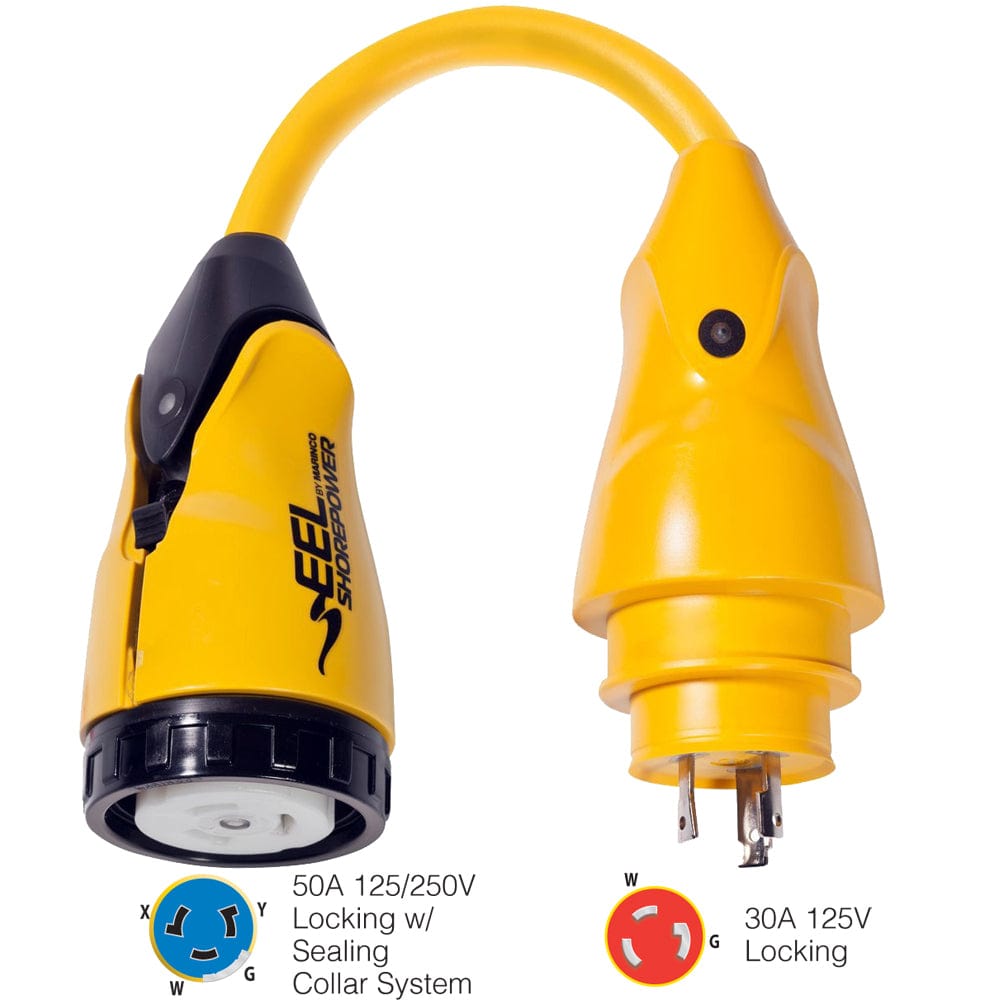 250V Female to 30A - 125V Male Pigtail Adapter - Yellow [P30 - 504], Shore Power, Marinco, , , at Festive Water Paddlesports