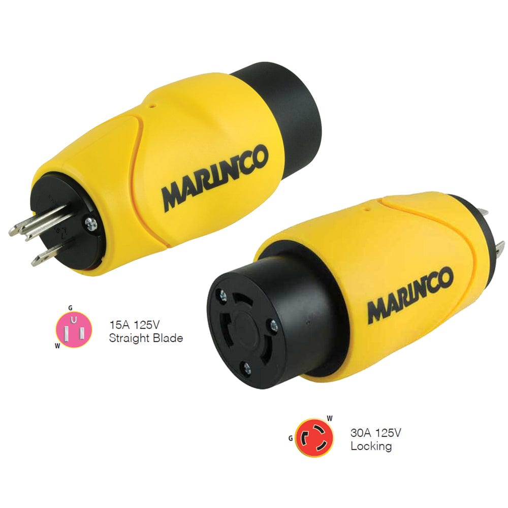 Marinco Straight Adapter 15Amp Straight Male to 30Amp Locking Female Connector [S15 - 30], Shore Power, Marinco, , , at Festive Water Paddlesports