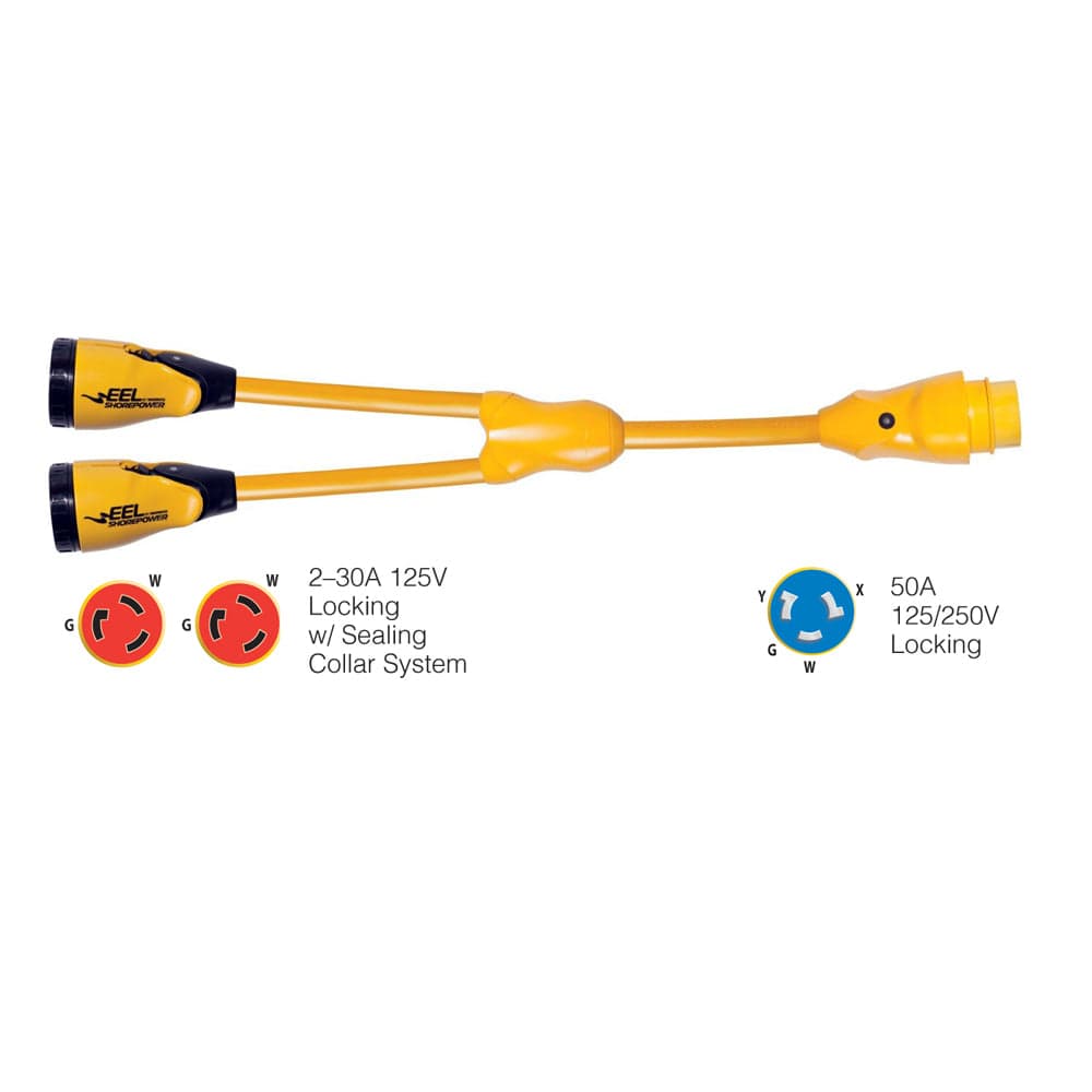 250V Male "Y" Adapter - Yellow [Y504 - 2 - 30], Shore Power, Marinco, , , at Festive Water Paddlesports