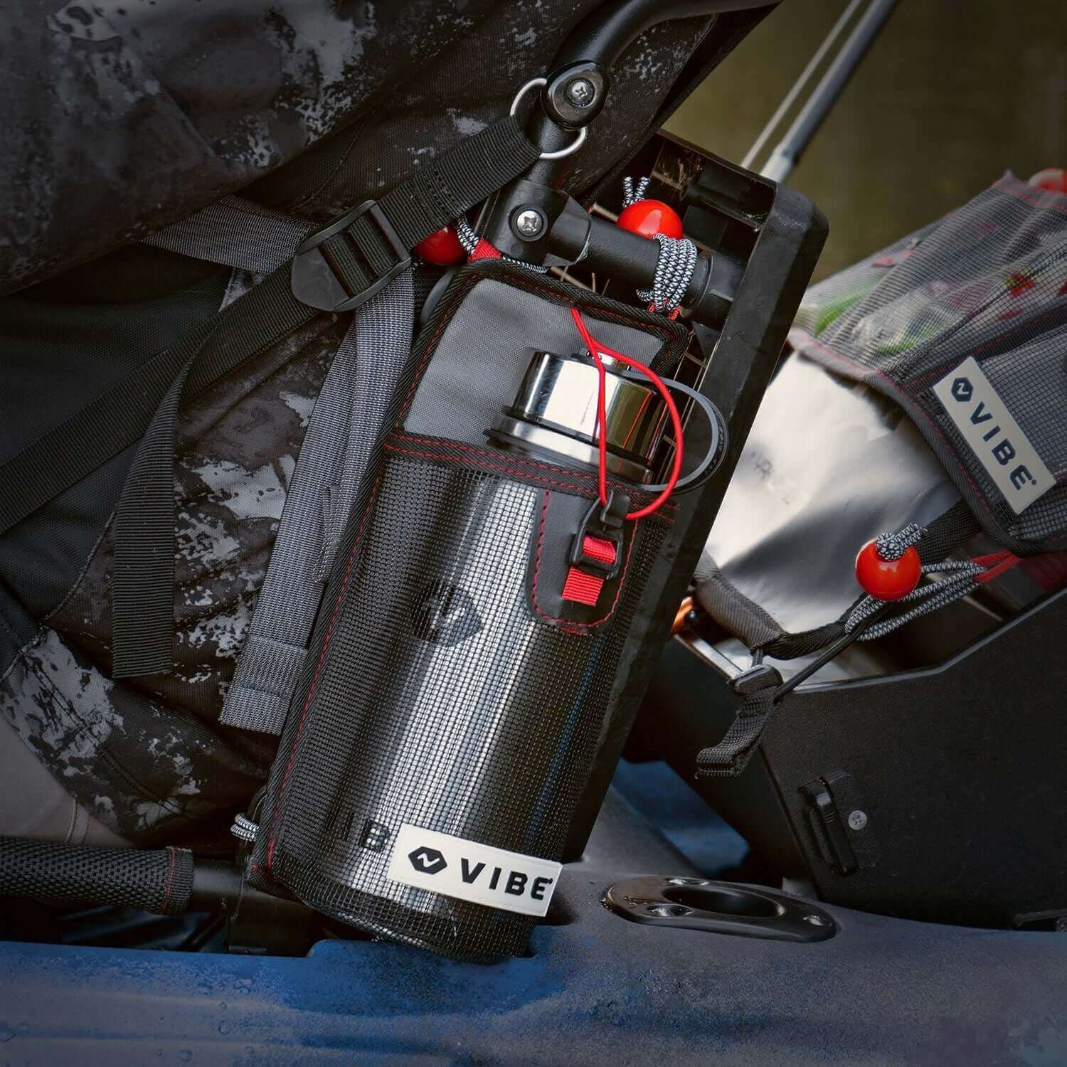 Mesh 30 oz Bottle Holder w/ Bottle, Accessories, Vibe Kayaks, at Festive Water Paddlesports