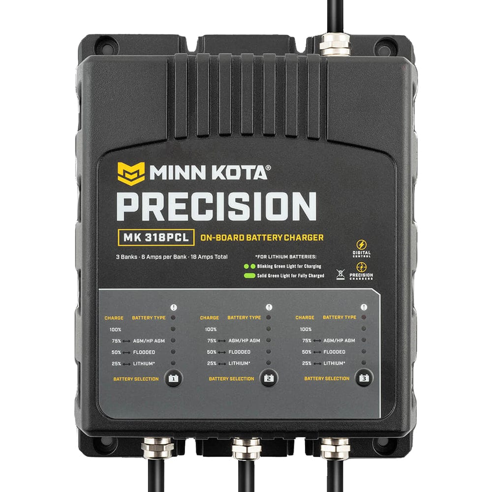 Minn Kota On - Board Precision Charger MK - 318 PCL 3 Bank x 6 AMP LI Optimized Charger [1833181], Battery Chargers, Minn Kota, , , at Festive Water Paddlesports