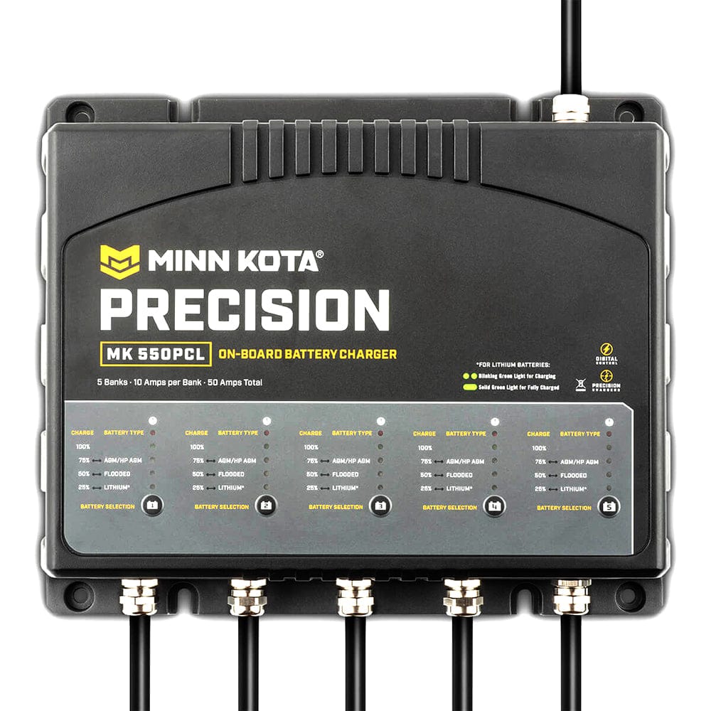 Minn Kota On - Board Precision Charger MK - 550 PCL 5 Bank x 10 AMP LI Optimized Charger [1835500], Battery Chargers, Minn Kota, , , at Festive Water Paddlesports