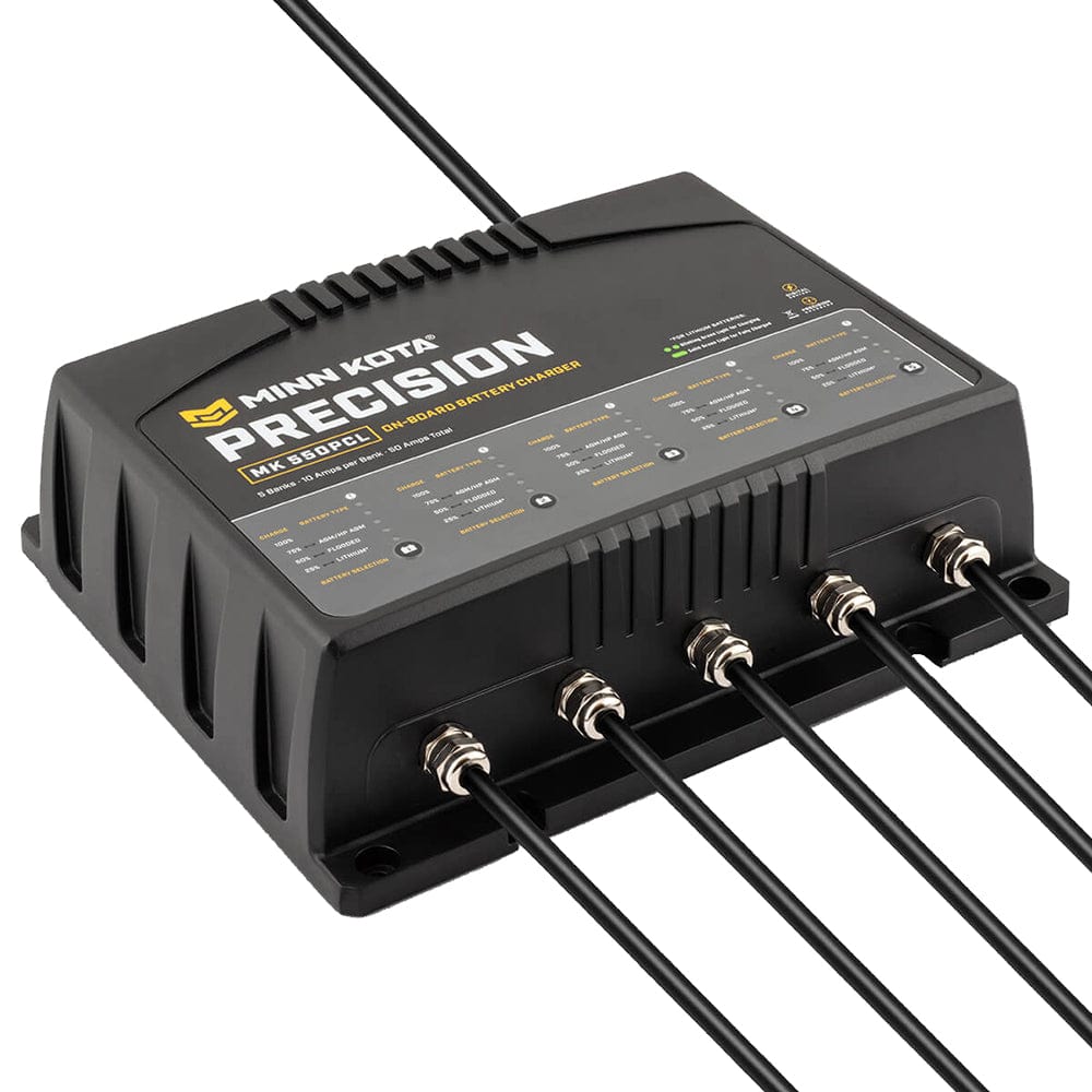 Minn Kota On - Board Precision Charger MK - 550 PCL 5 Bank x 10 AMP LI Optimized Charger [1835500], Battery Chargers, Minn Kota, , , at Festive Water Paddlesports