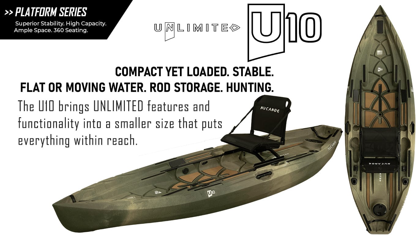 NuCanoe U10, Fishing Kayak, NuCanoe, Army Camo, , at Festive Water Paddlesports