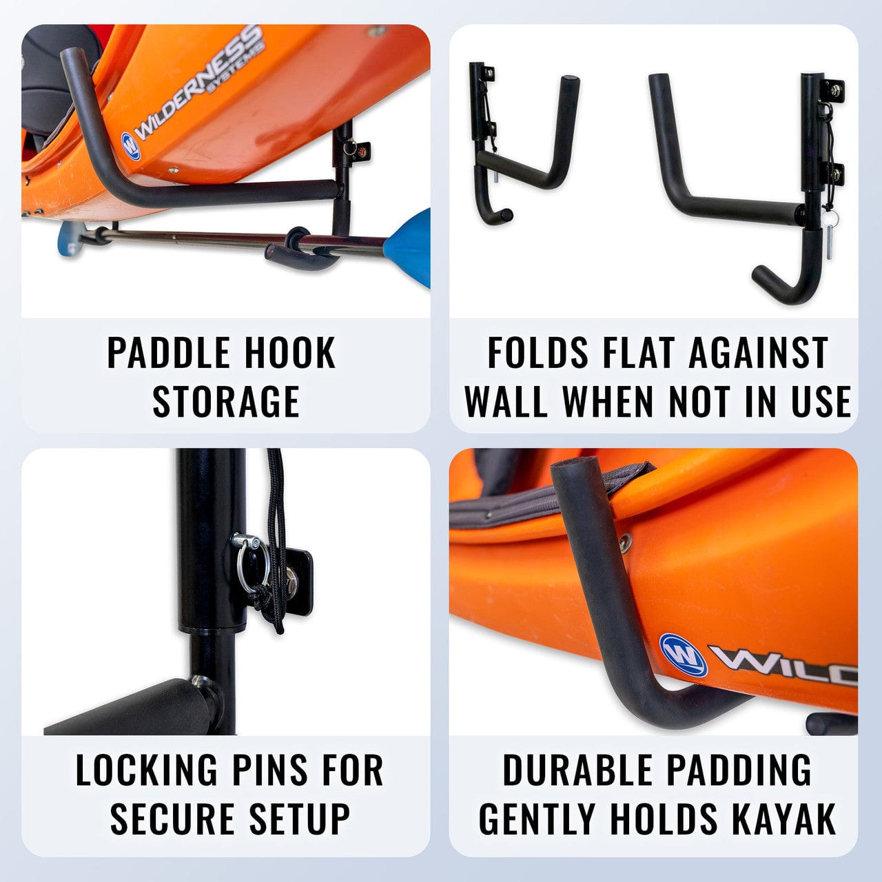 Ozarks Swivel Kayak Rack | Holds 100 lbs, Wall Mounted, StoreYourBoard, , , at Festive Water Paddlesports