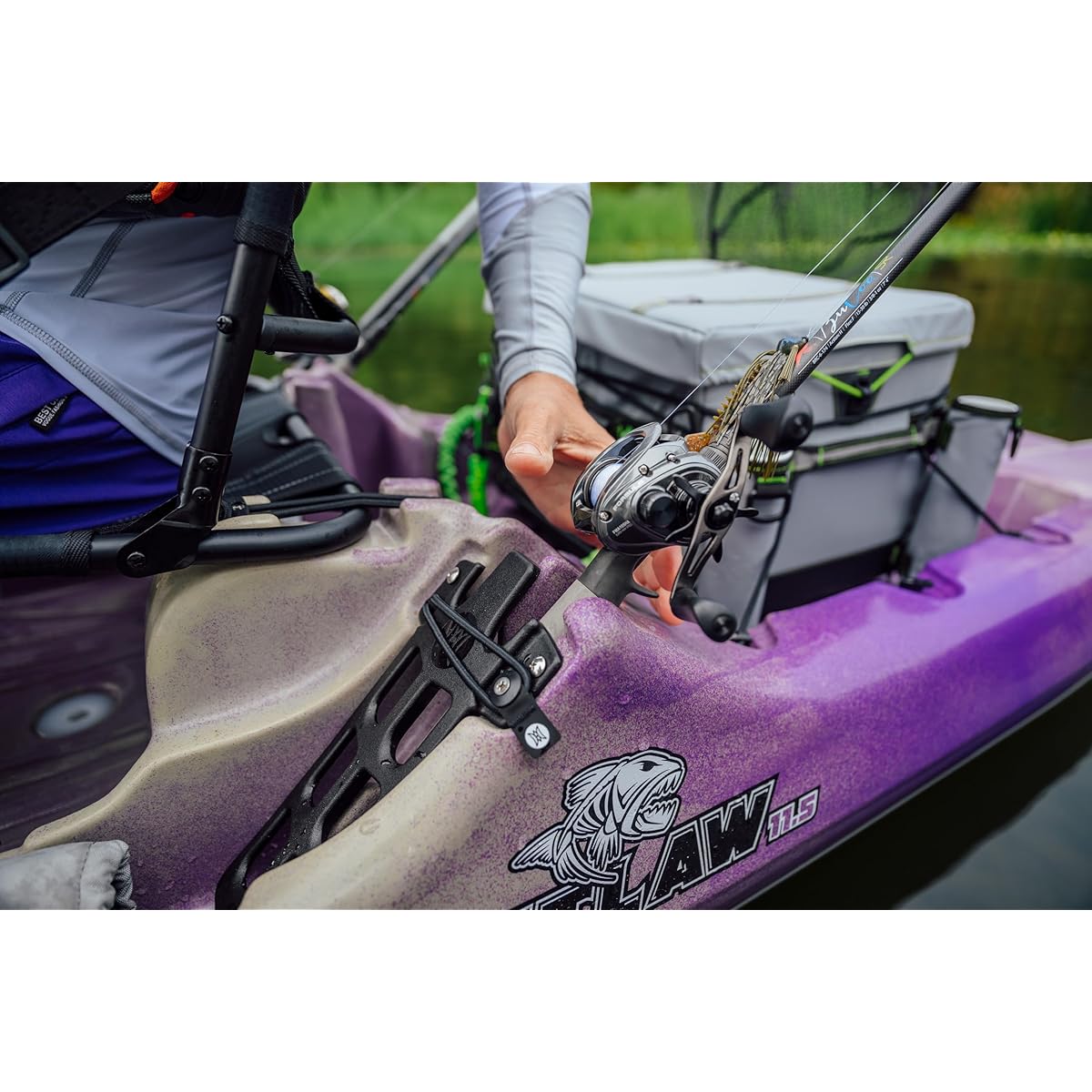 perception kayak fishing rod holder Perception Outlaw 11.5 Fishing Kayak Purple Camo