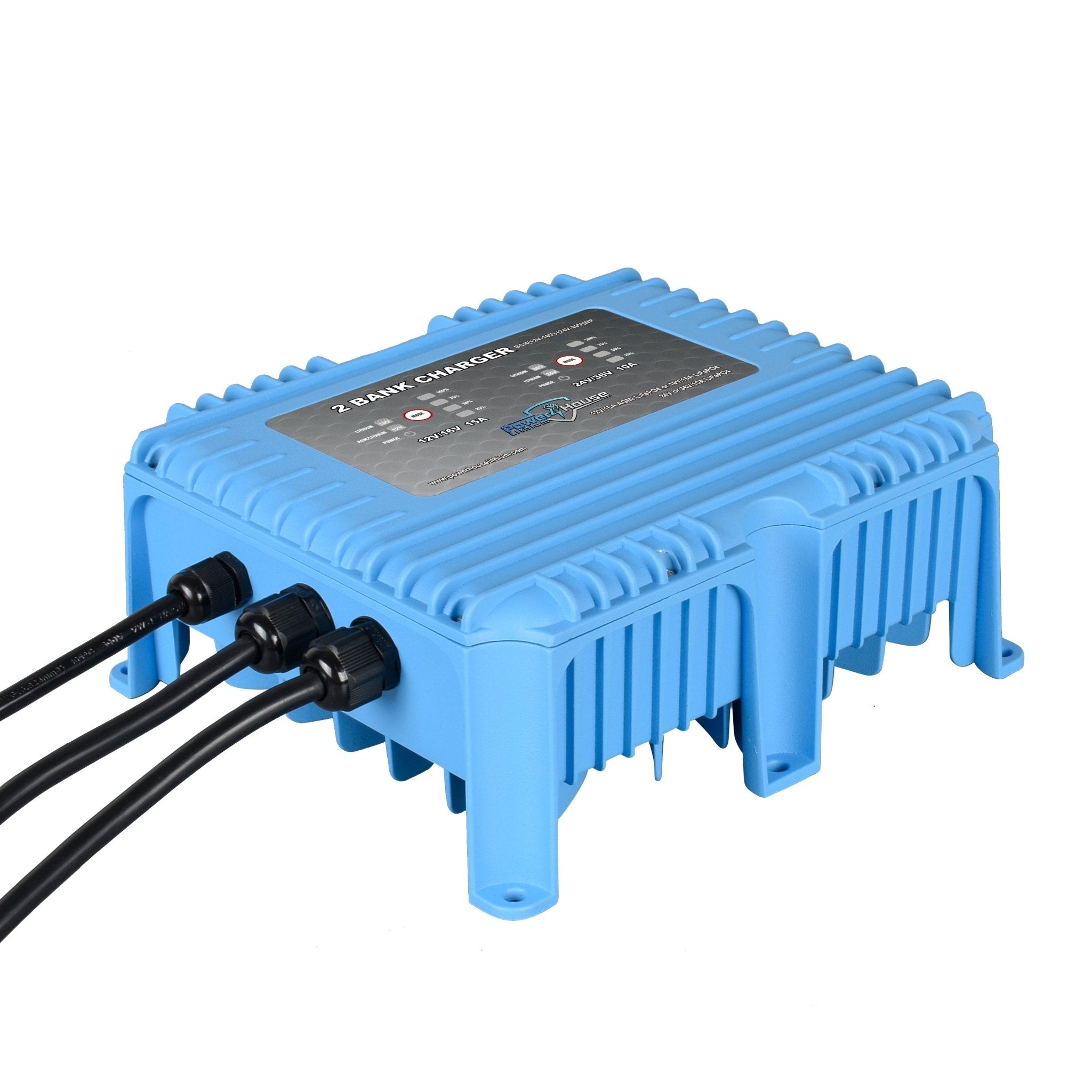 PowerHouse Lithium 12V - 16V/24V - 36V 2 - Bank Waterproof Battery Charger, , PHL, at Festive Water Paddlesports