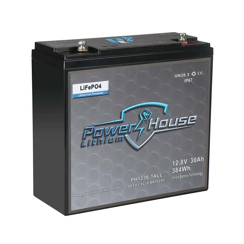 PowerHouse Lithium 12V 30Ah Deep Cycle Battery (Tall), DEEP CYCLE BATTERY, PHL, at Festive Water Paddlesports