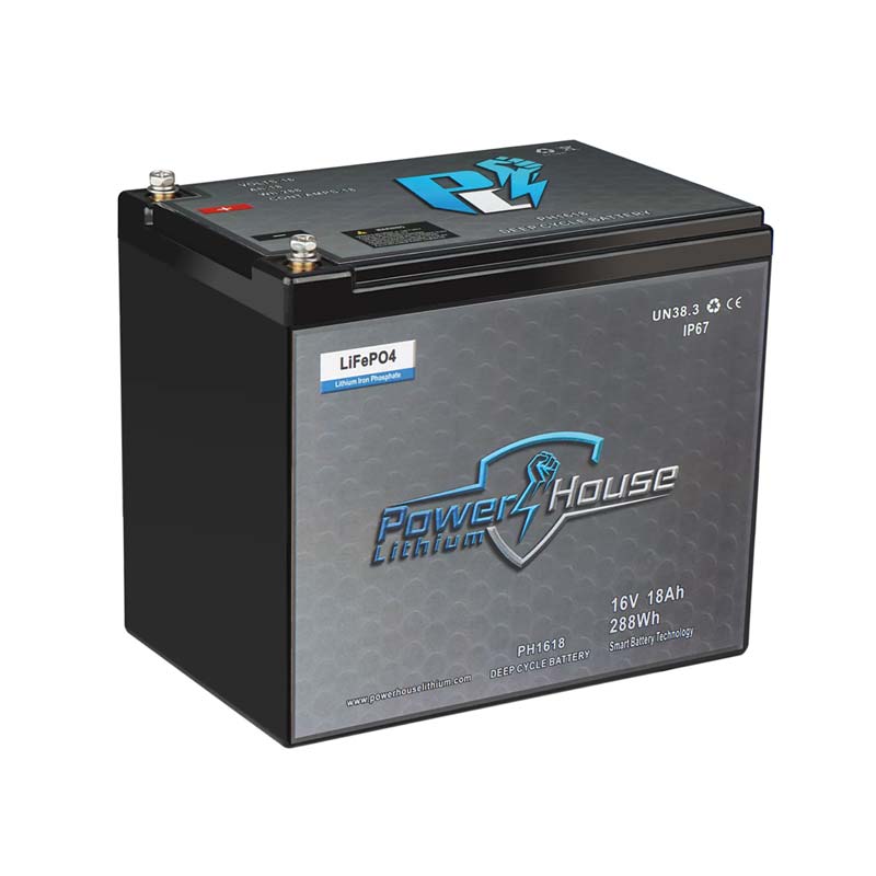 PowerHouse Lithium 16V 18Ah Deep - Cycle Battery (Wide), DEEP CYCLE BATTERY, PHL, at Festive Water Paddlesports