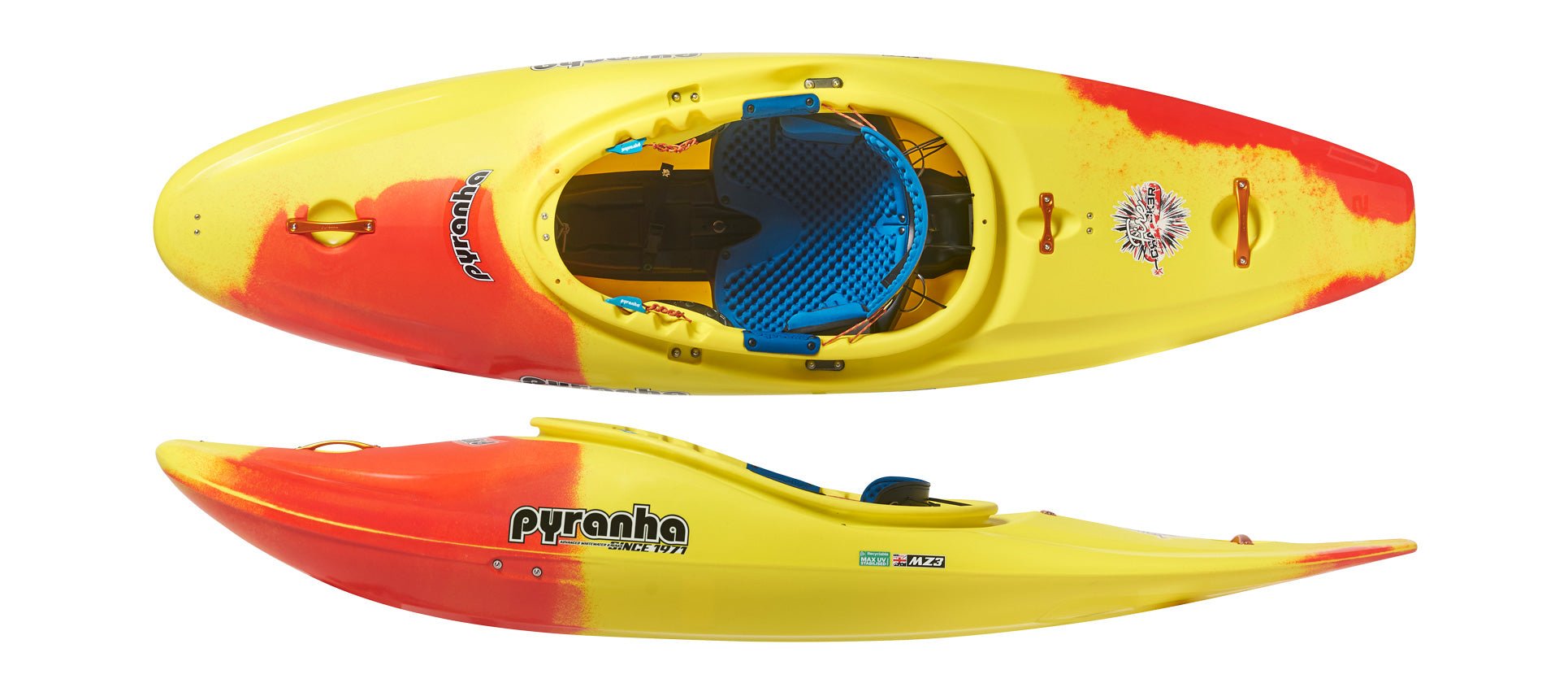 Pyranha Firecracker Whitewater Kayak W/ Elite Outfitting, Whitewater Kayak, Pyranha, Lava Blast 252 at Festive Water Paddlesports