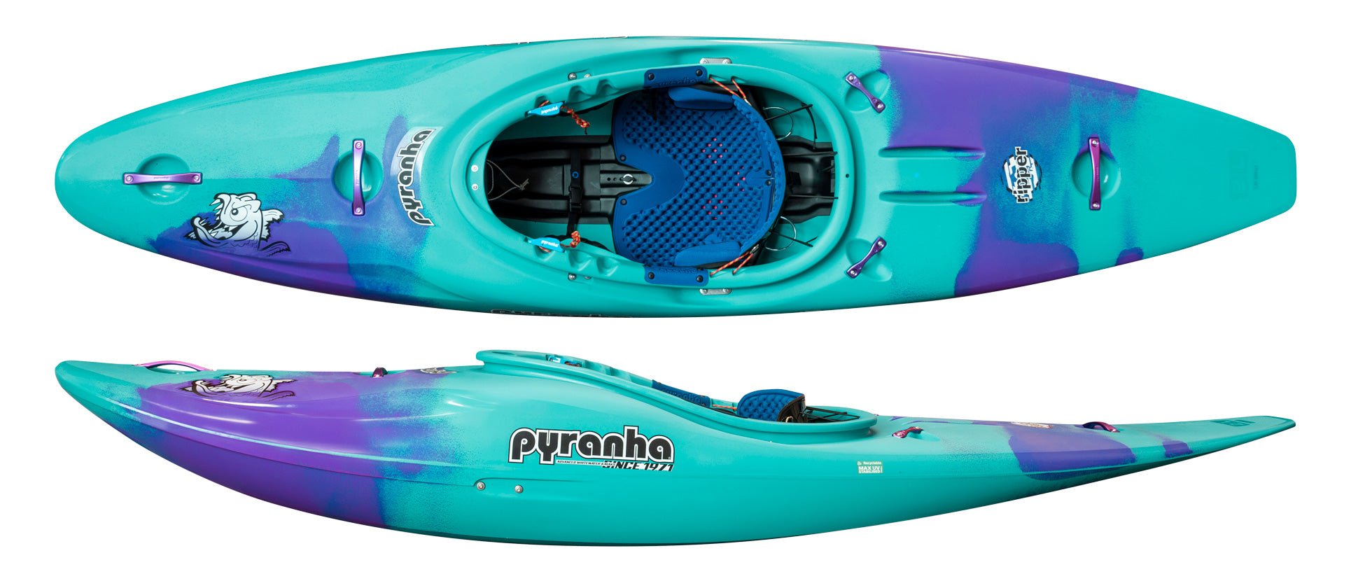 Pyranha Ripper 2 WhiteWater Kayak - Elite Outfitting, Whitewater Kayak, Pyranha, Purple Mint Small at Festive Water Paddlesports