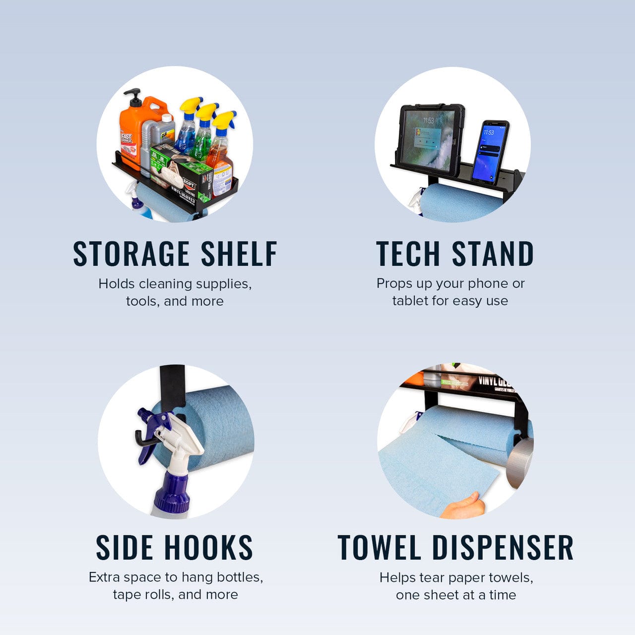 Quick Clean Paper Towel Holder and Wall Shelf, Wall Mounted, StoreYourBoard, , , at Festive Water Paddlesports