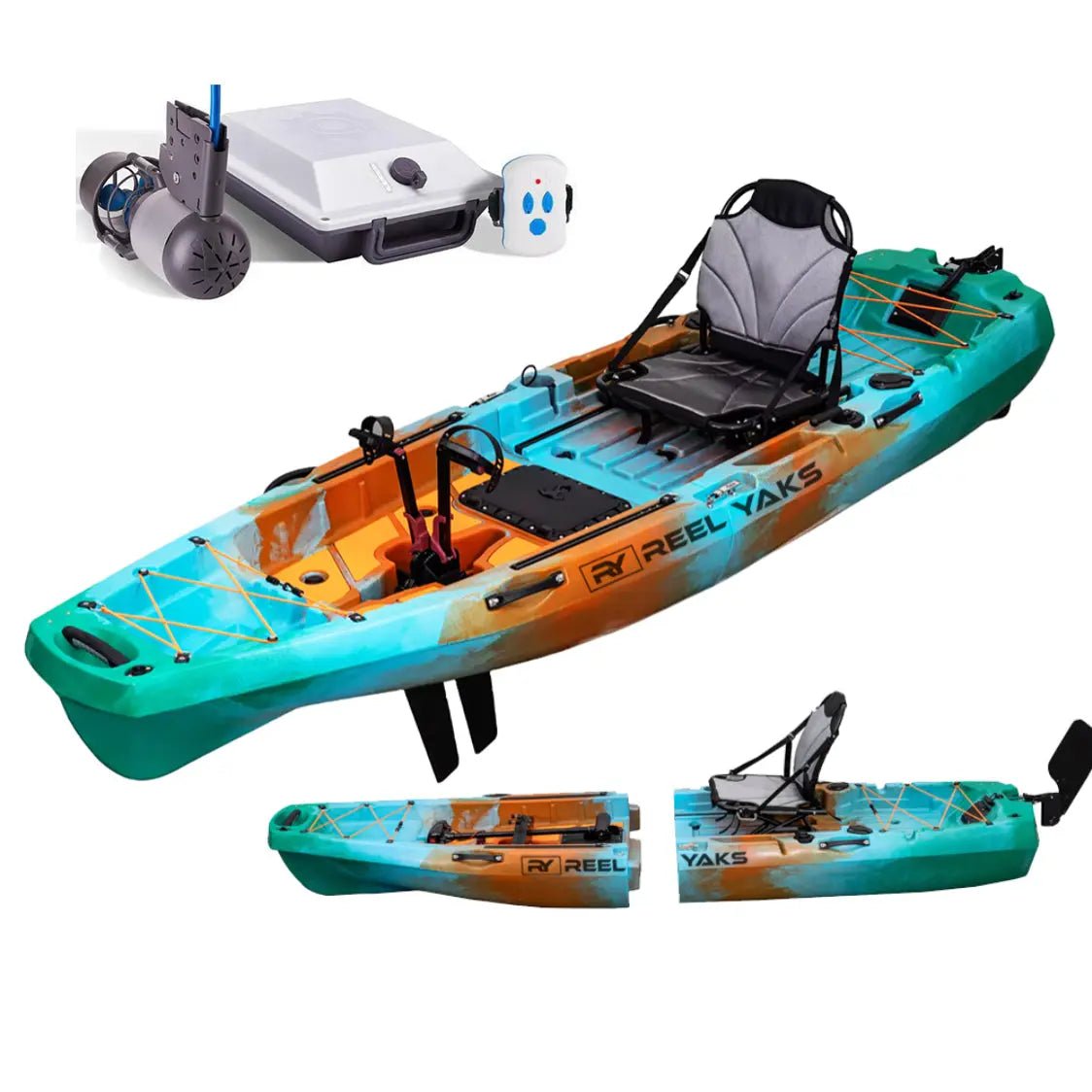 Radar 10ft + Bixpy Trolling Motor Bundle, Fishing Kayak, ReelYaks, Sunrise in 1 - 2 weeks at Festive Water Paddlesports